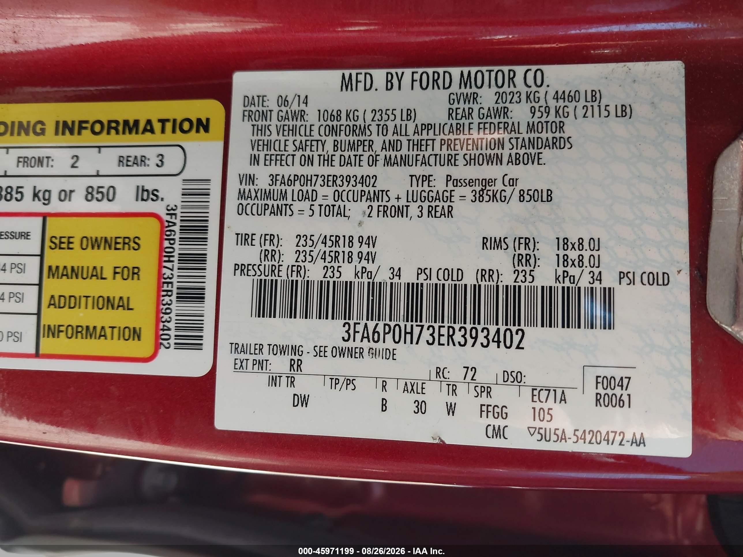 2014 Ford Fusion Se Красный vin: 3FA6P0H73ER393402