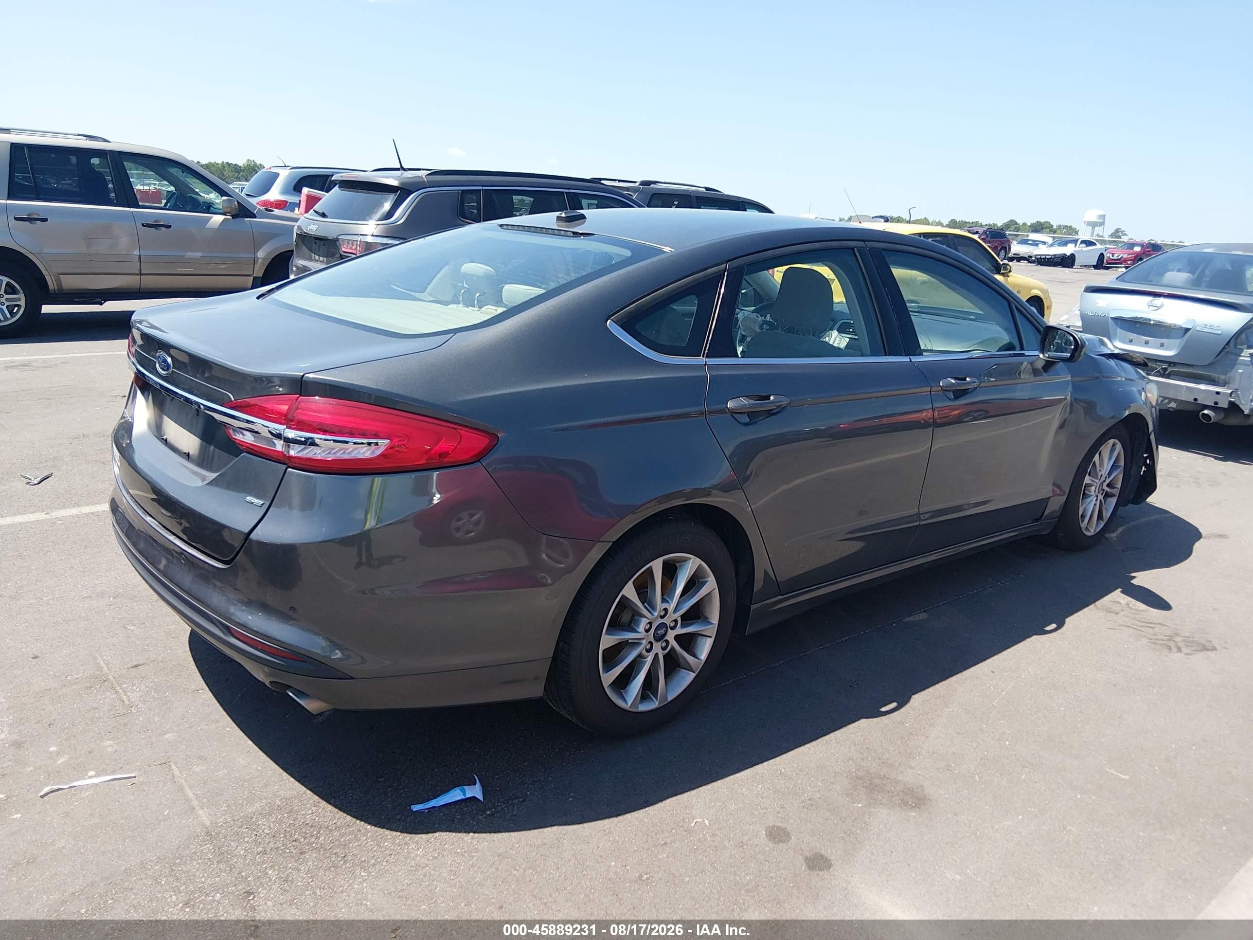 2017 Ford Fusion Se Gray vin: 3FA6P0H73HR237512