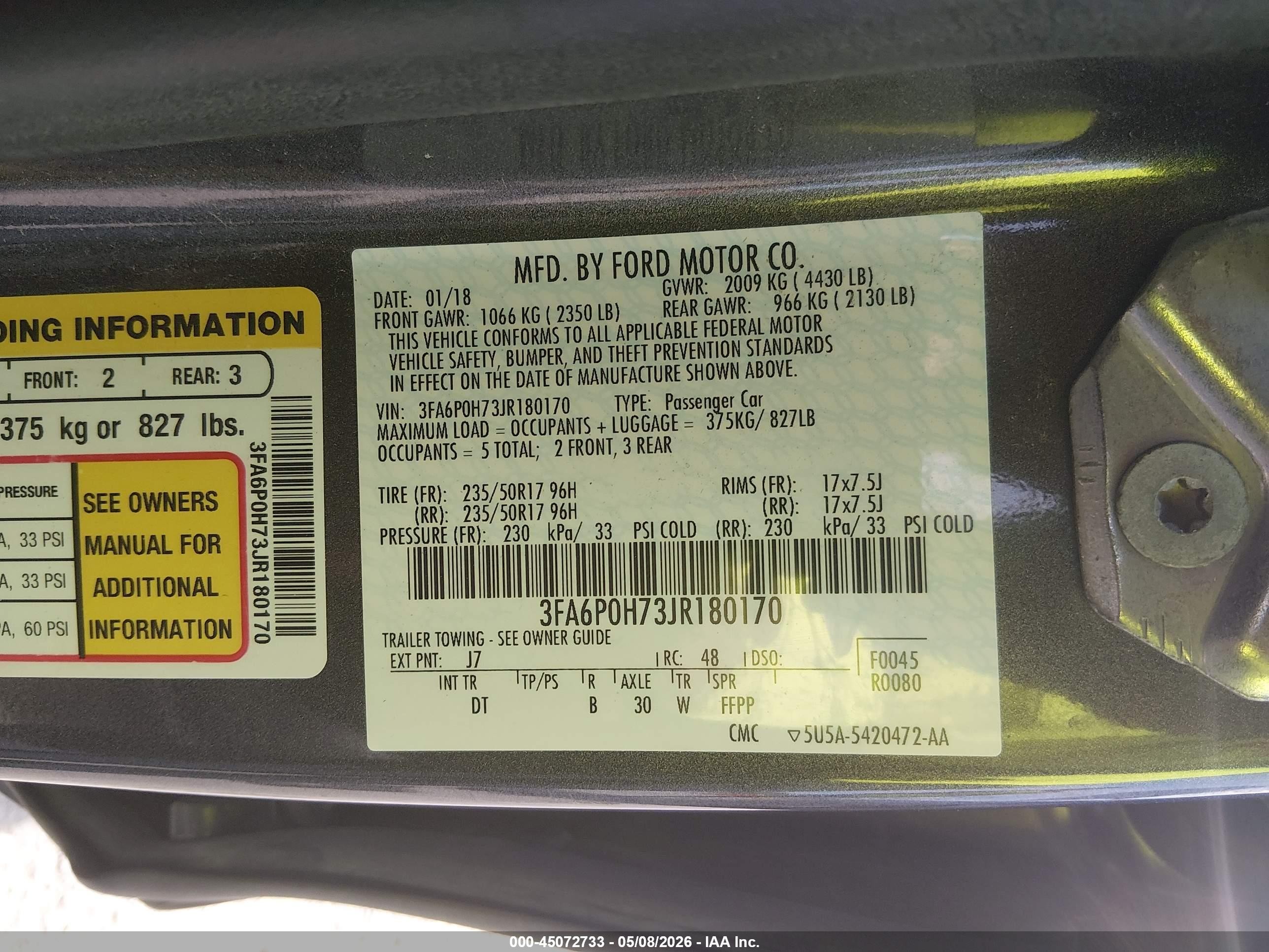 2018 Ford Fusion Se Black vin: 3FA6P0H73JR180170