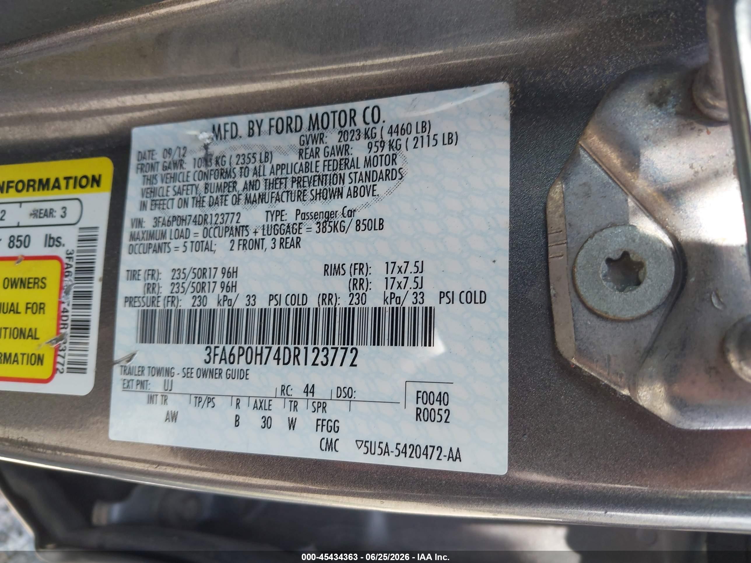 2013 Ford Fusion Se Gray vin: 3FA6P0H74DR123772