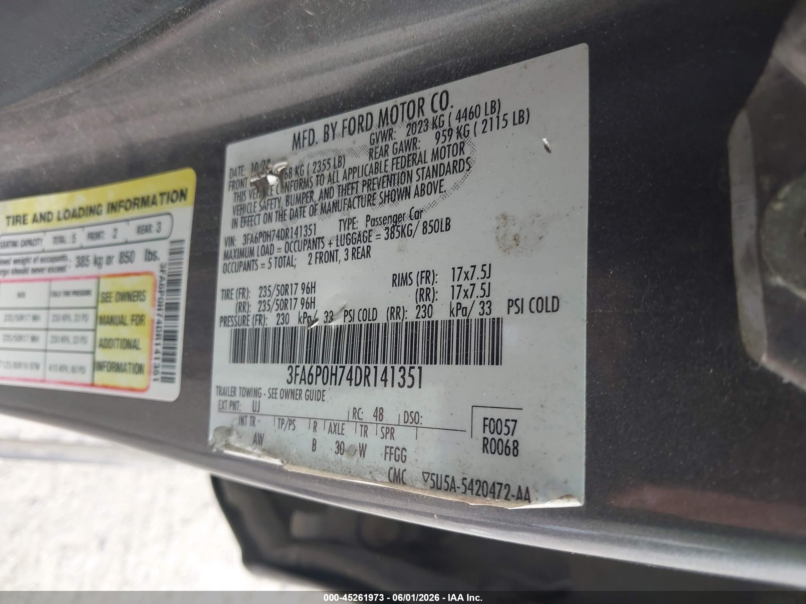 2013 Ford Fusion Se Gray vin: 3FA6P0H74DR141351