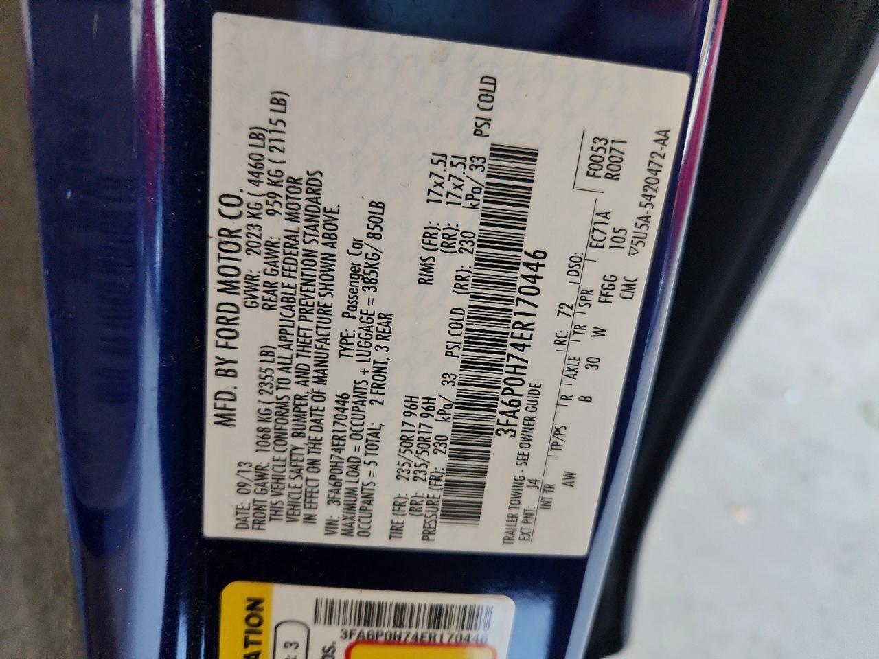2014 Ford Fusion Se Синий vin: 3FA6P0H74ER170446