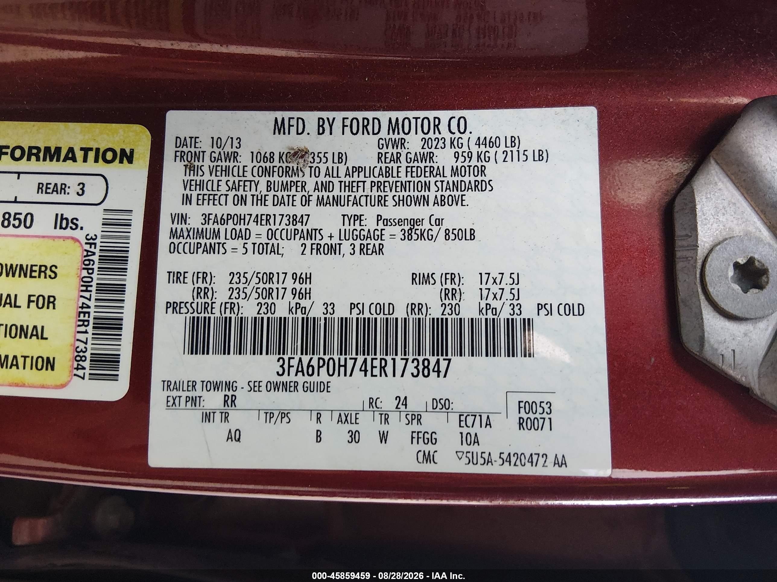 2014 Ford Fusion Se Maroon vin: 3FA6P0H74ER173847