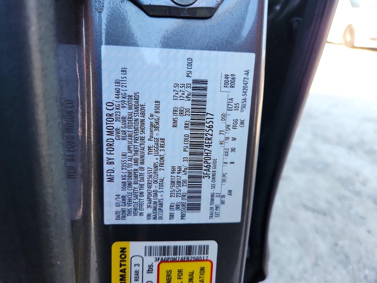 2014 Ford Fusion Se Gray vin: 3FA6P0H74ER256517