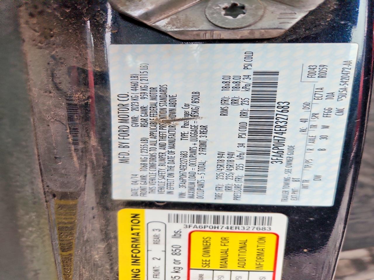 2014 Ford Fusion Se Black vin: 3FA6P0H74ER327683