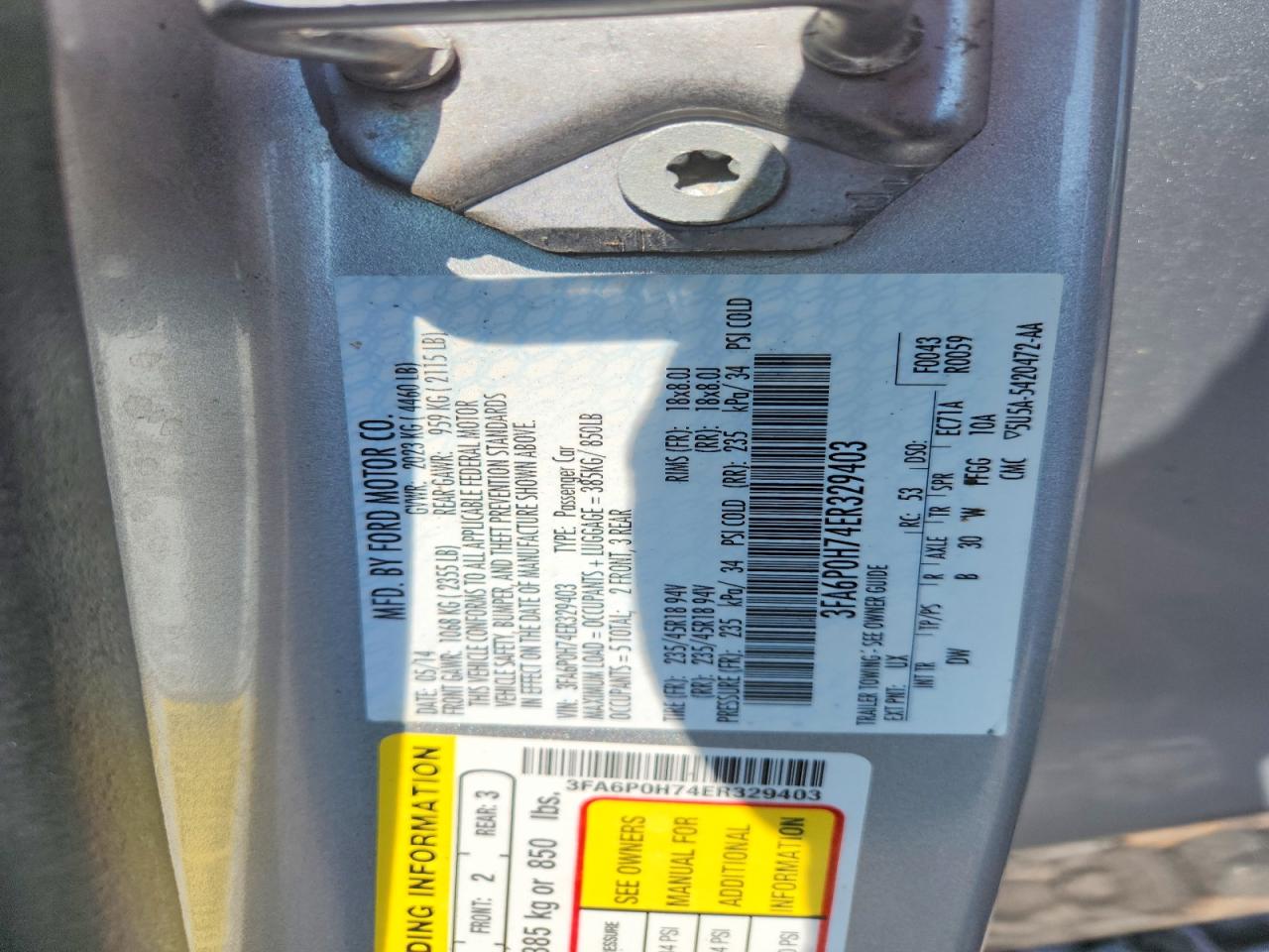 2014 Ford Fusion Se Silver vin: 3FA6P0H74ER329403