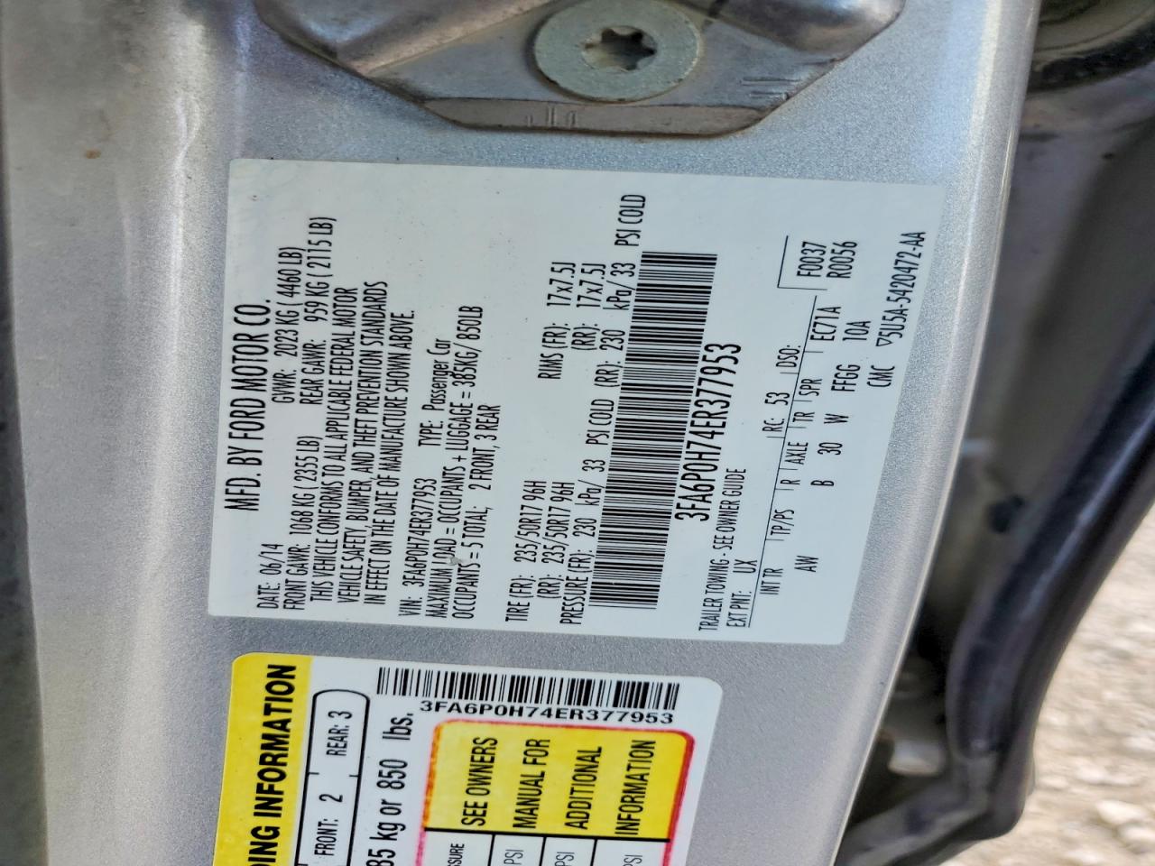 2014 Ford Fusion Se Silver vin: 3FA6P0H74ER377953
