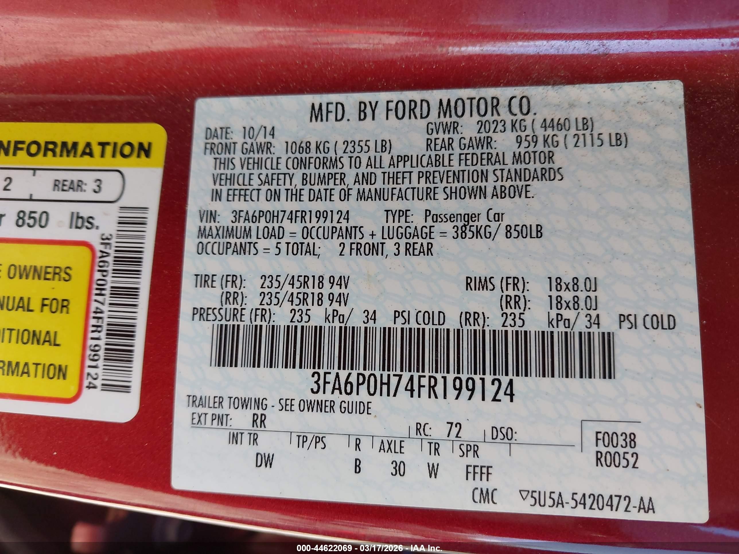 2015 Ford Fusion Se Red vin: 3FA6P0H74FR199124