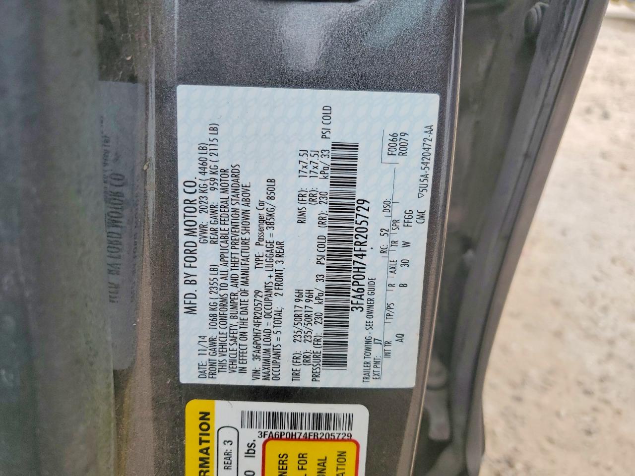 2015 Ford Fusion Se Gray vin: 3FA6P0H74FR205729