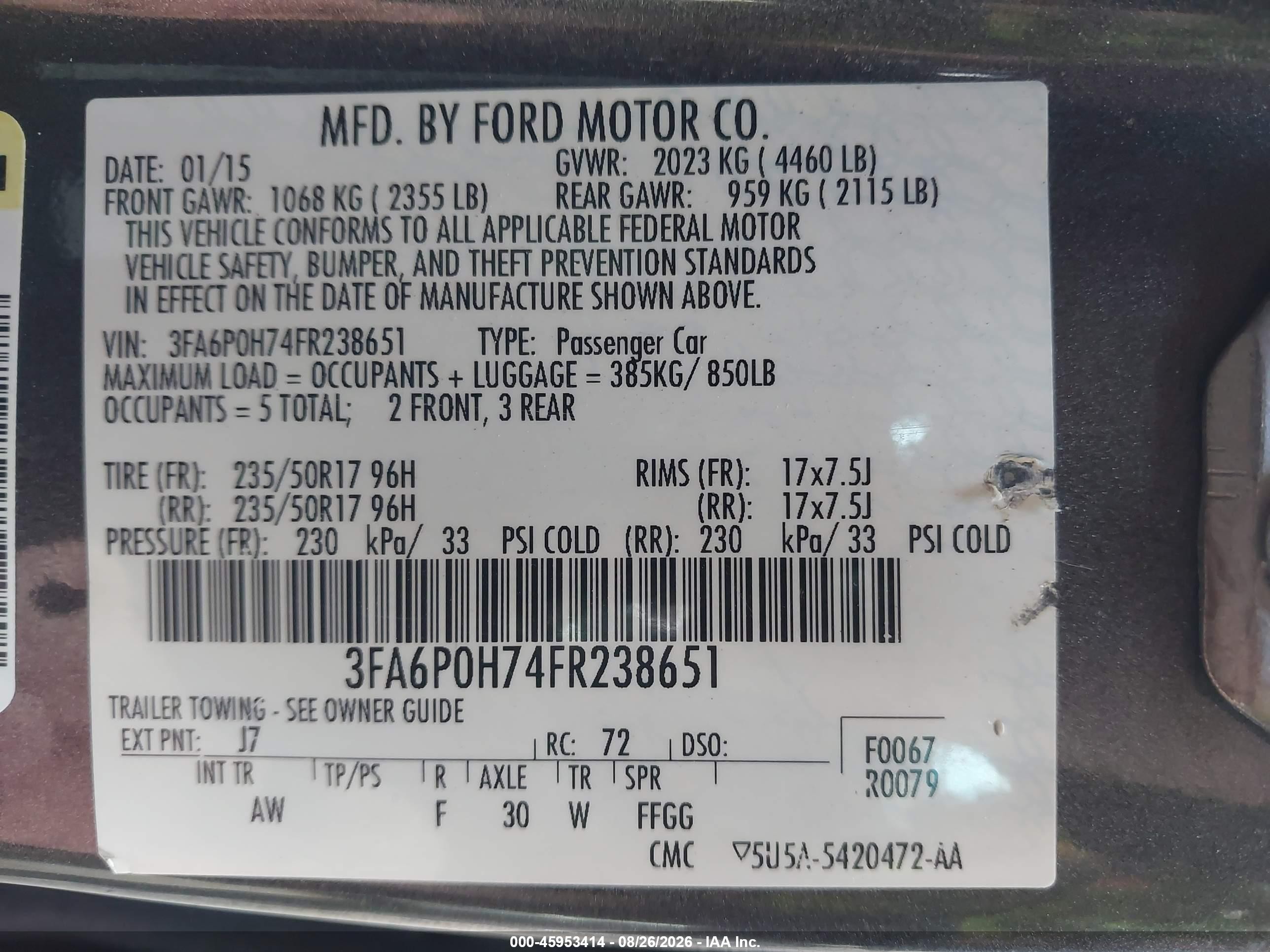 2015 Ford Fusion Se Gray vin: 3FA6P0H74FR238651