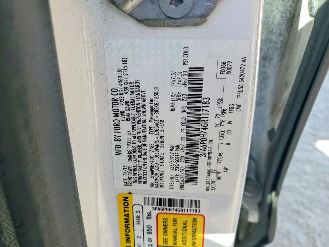 2016 Ford Fusion Se White vin: 3FA6P0H74GR117183