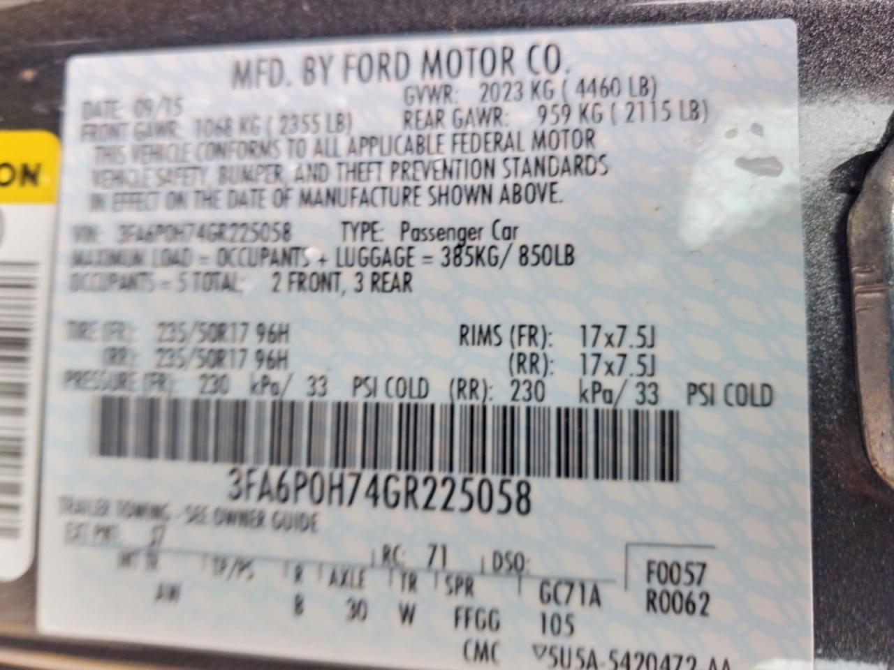 2016 Ford Fusion Se Gray vin: 3FA6P0H74GR225058