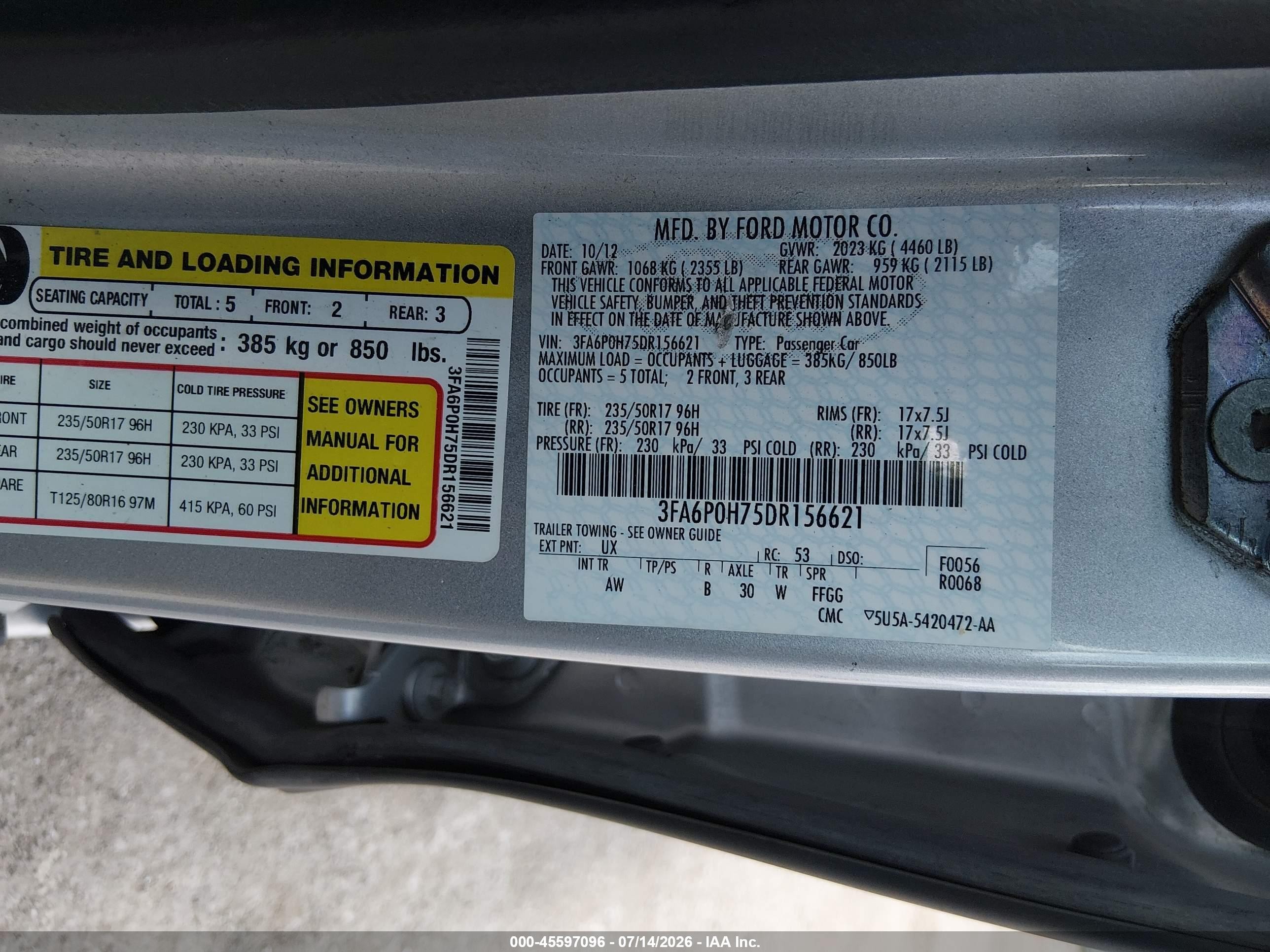 2013 Ford Fusion Se Silver vin: 3FA6P0H75DR156621