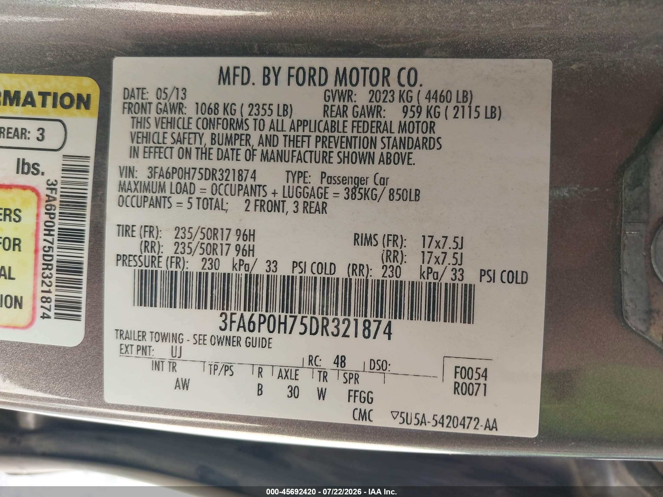 2013 Ford Fusion Se Silver vin: 3FA6P0H75DR321874