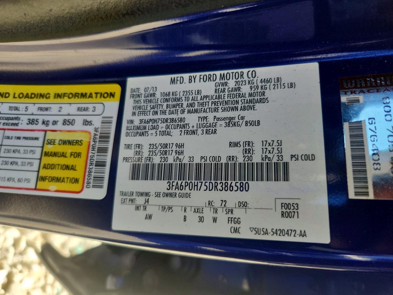 2013 Ford Fusion Se Синий vin: 3FA6P0H75DR386580