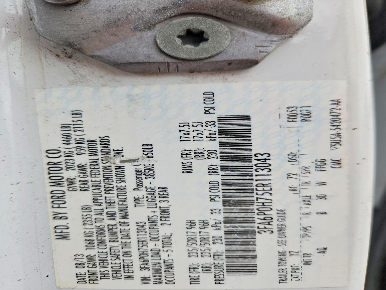 2014 Ford Fusion Se Белый vin: 3FA6P0H75ER113043
