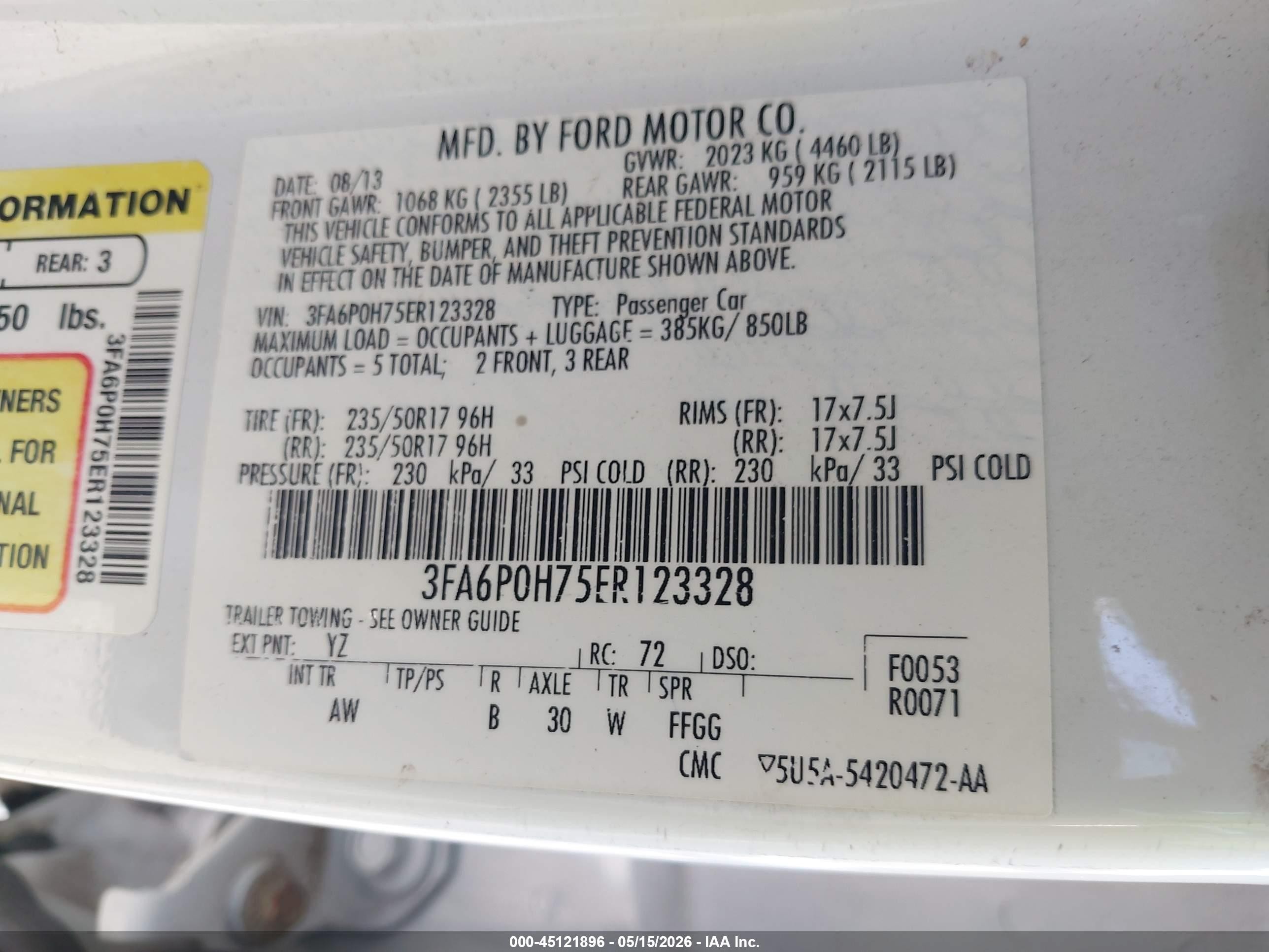 2014 Ford Fusion Se White vin: 3FA6P0H75ER123328