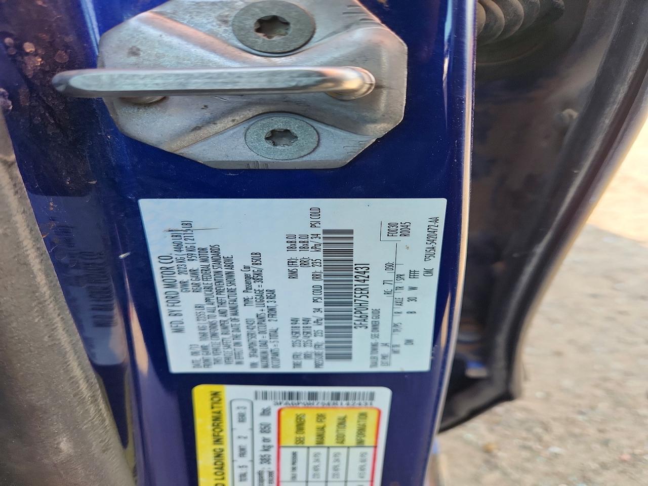 2014 Ford Fusion Blue vin: 3FA6P0H75ER142431