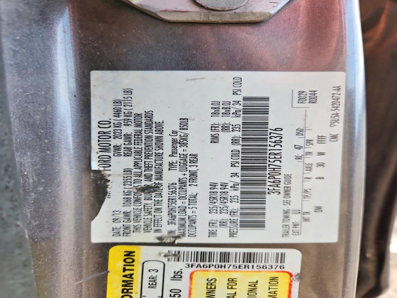 2014 Ford Fusion Se Серый vin: 3FA6P0H75ER156376
