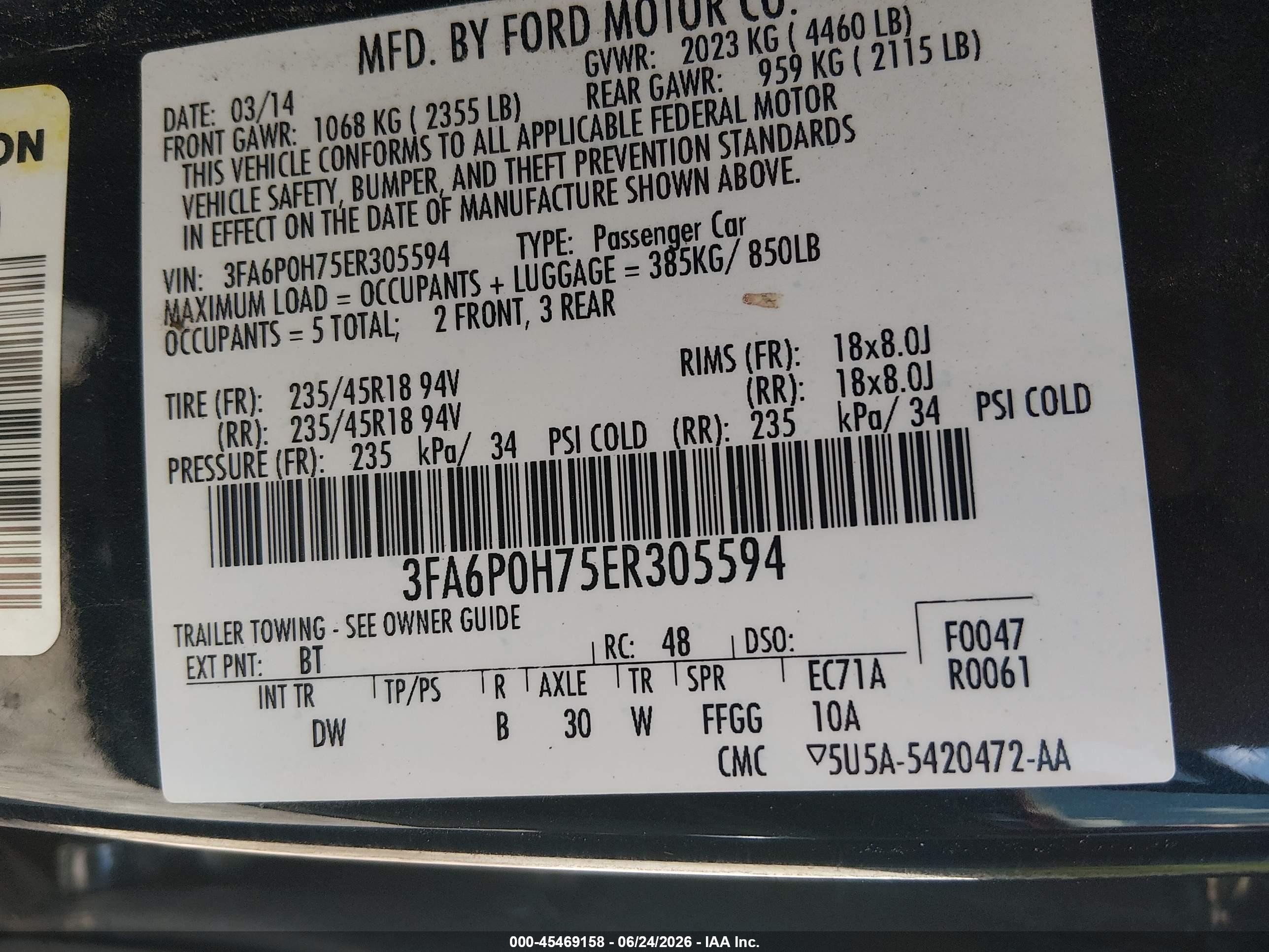 2014 Ford Fusion Se Black vin: 3FA6P0H75ER305594