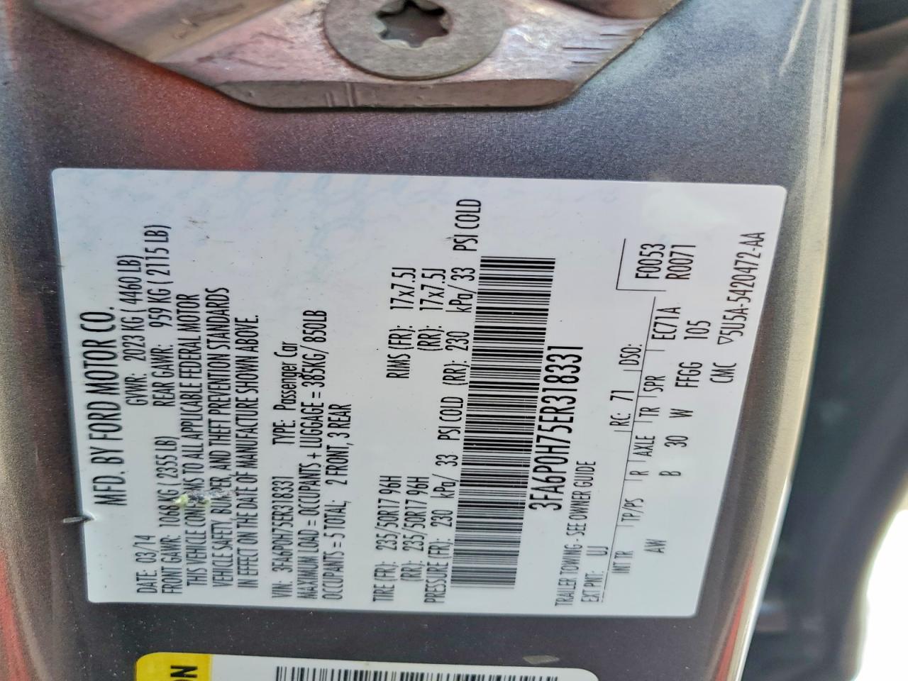 2014 Ford Fusion Se Gray vin: 3FA6P0H75ER318331