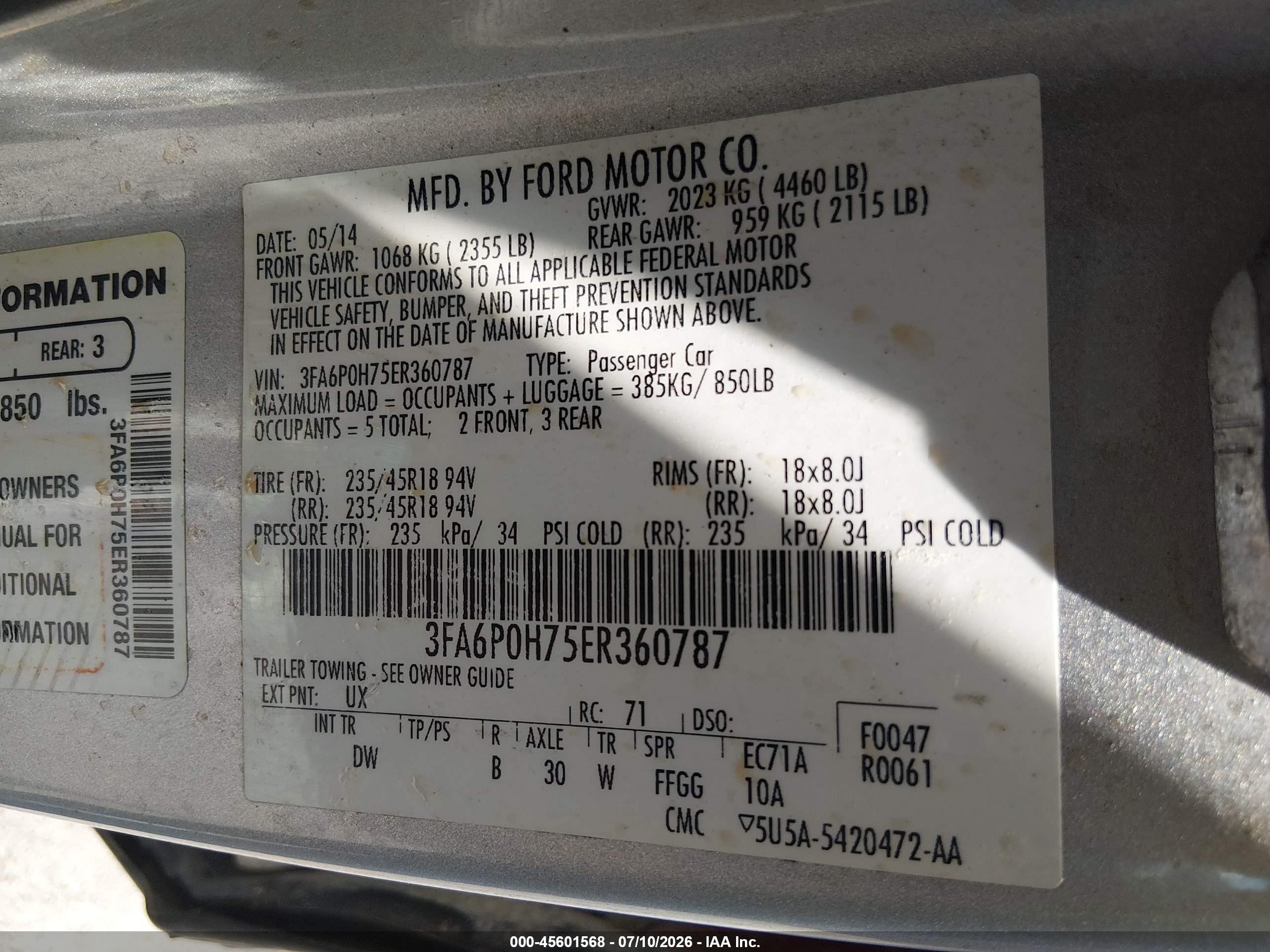 2014 Ford Fusion Se Silver vin: 3FA6P0H75ER360787