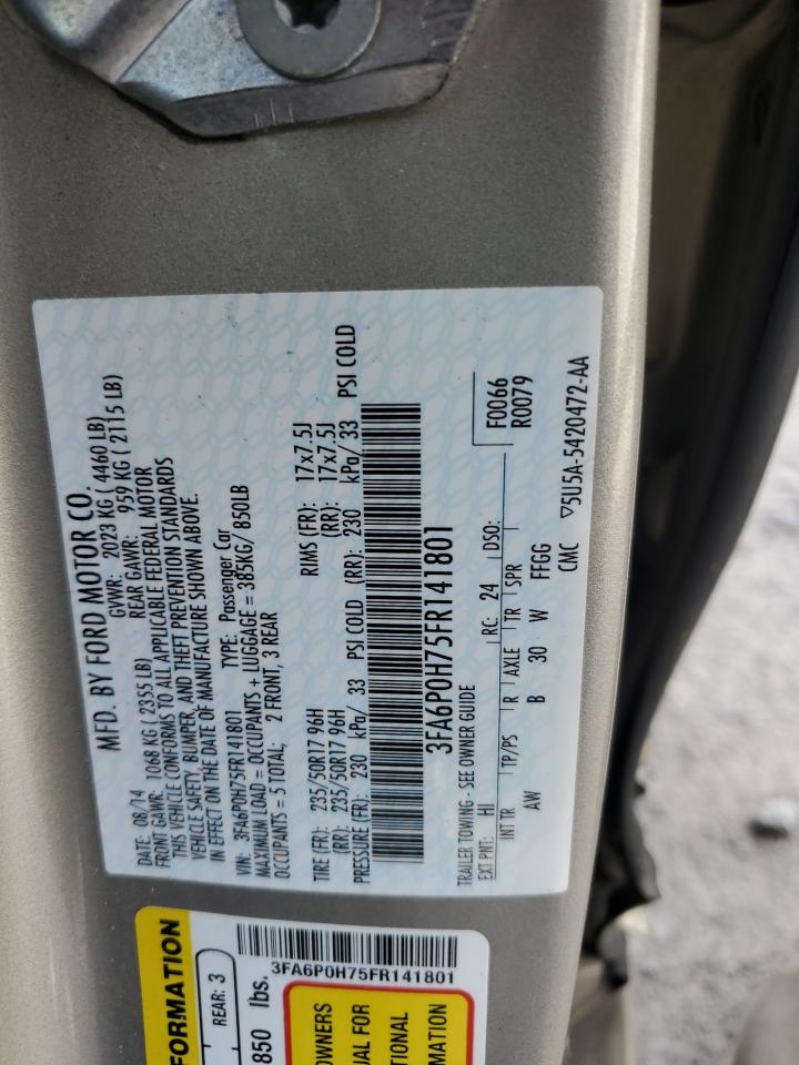 2015 Ford Fusion Se Tan vin: 3FA6P0H75FR141801
