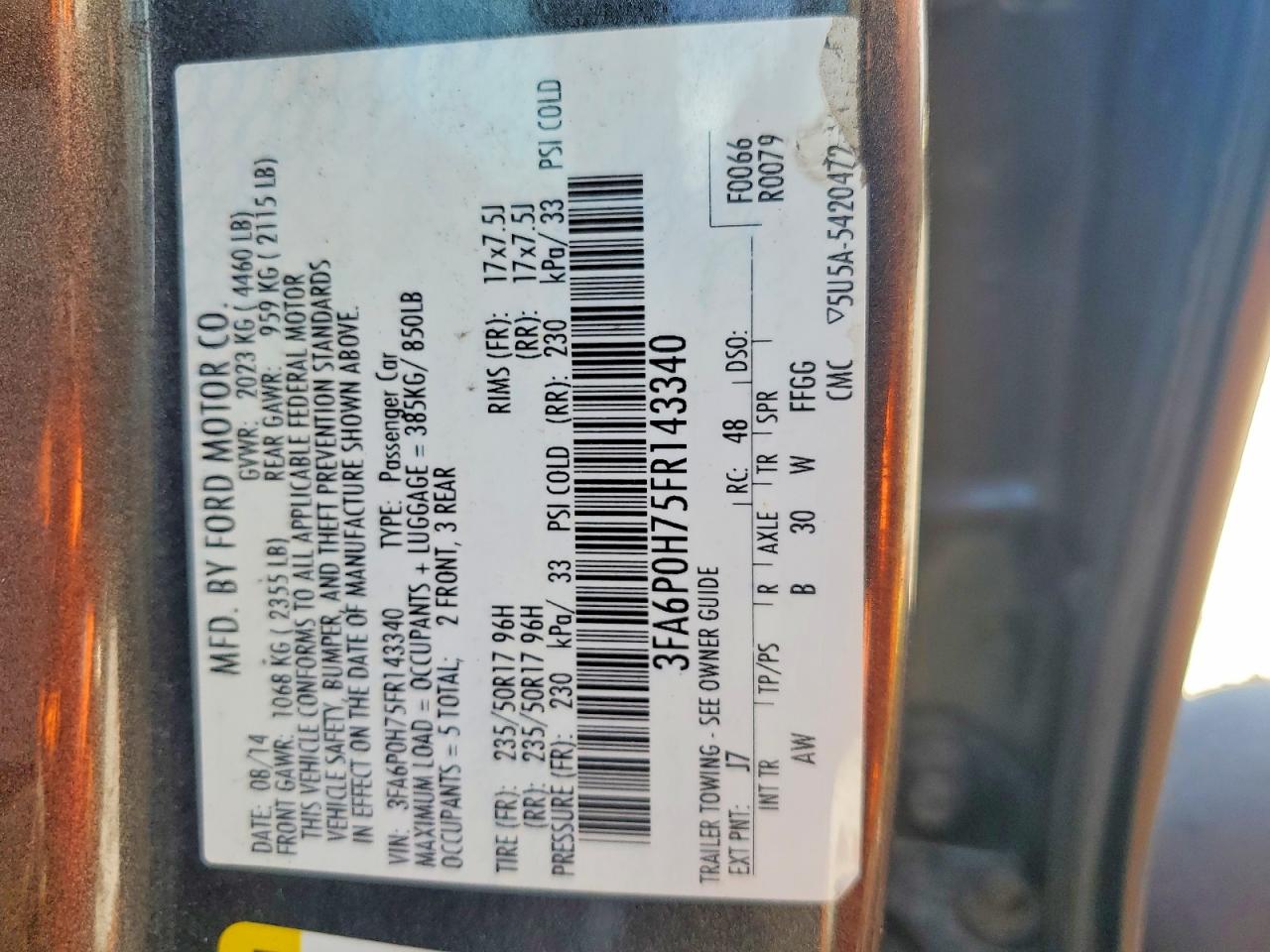 2015 Ford Fusion Se Gray vin: 3FA6P0H75FR143340