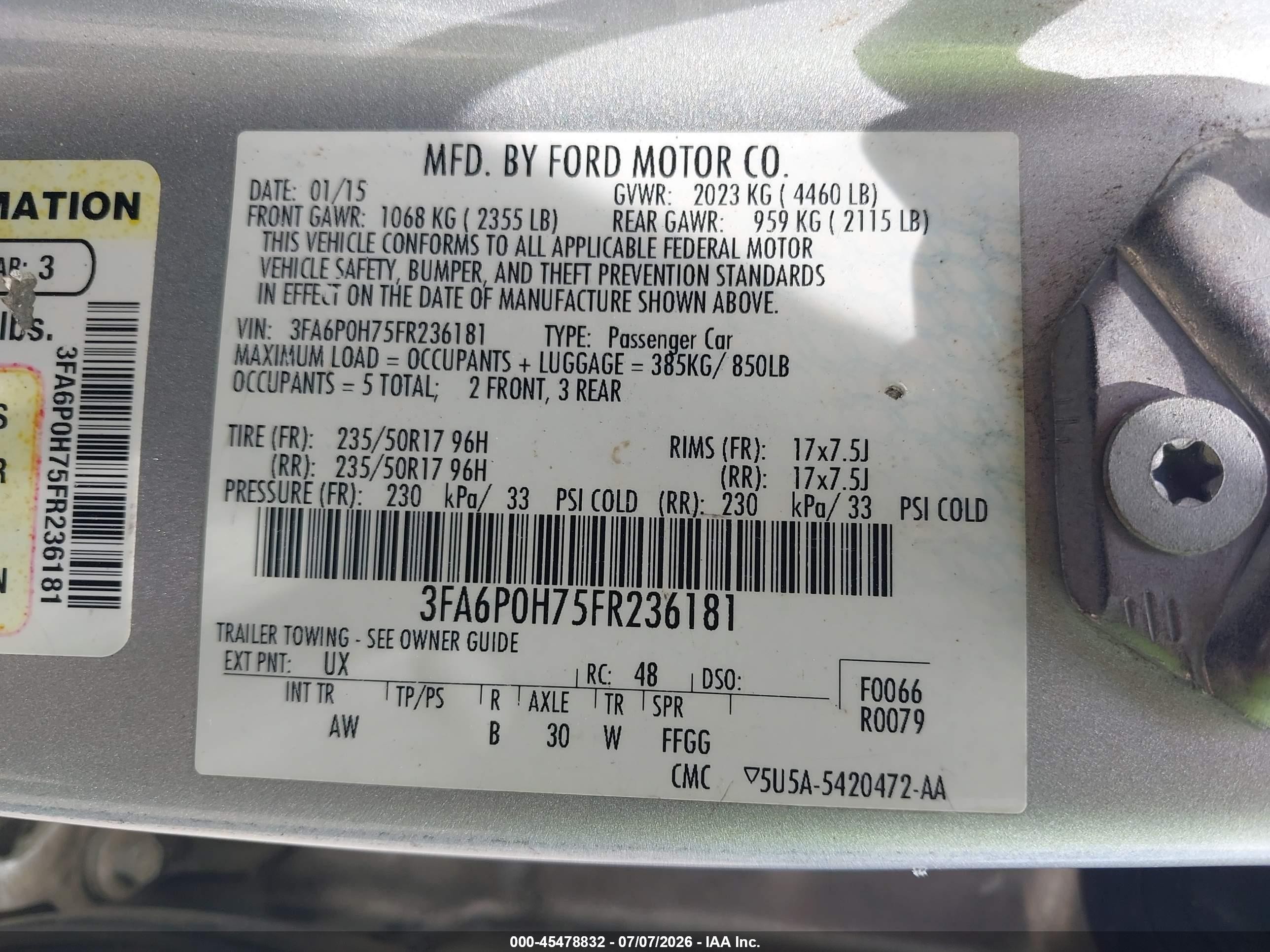 2015 Ford Fusion Se Gray vin: 3FA6P0H75FR236181