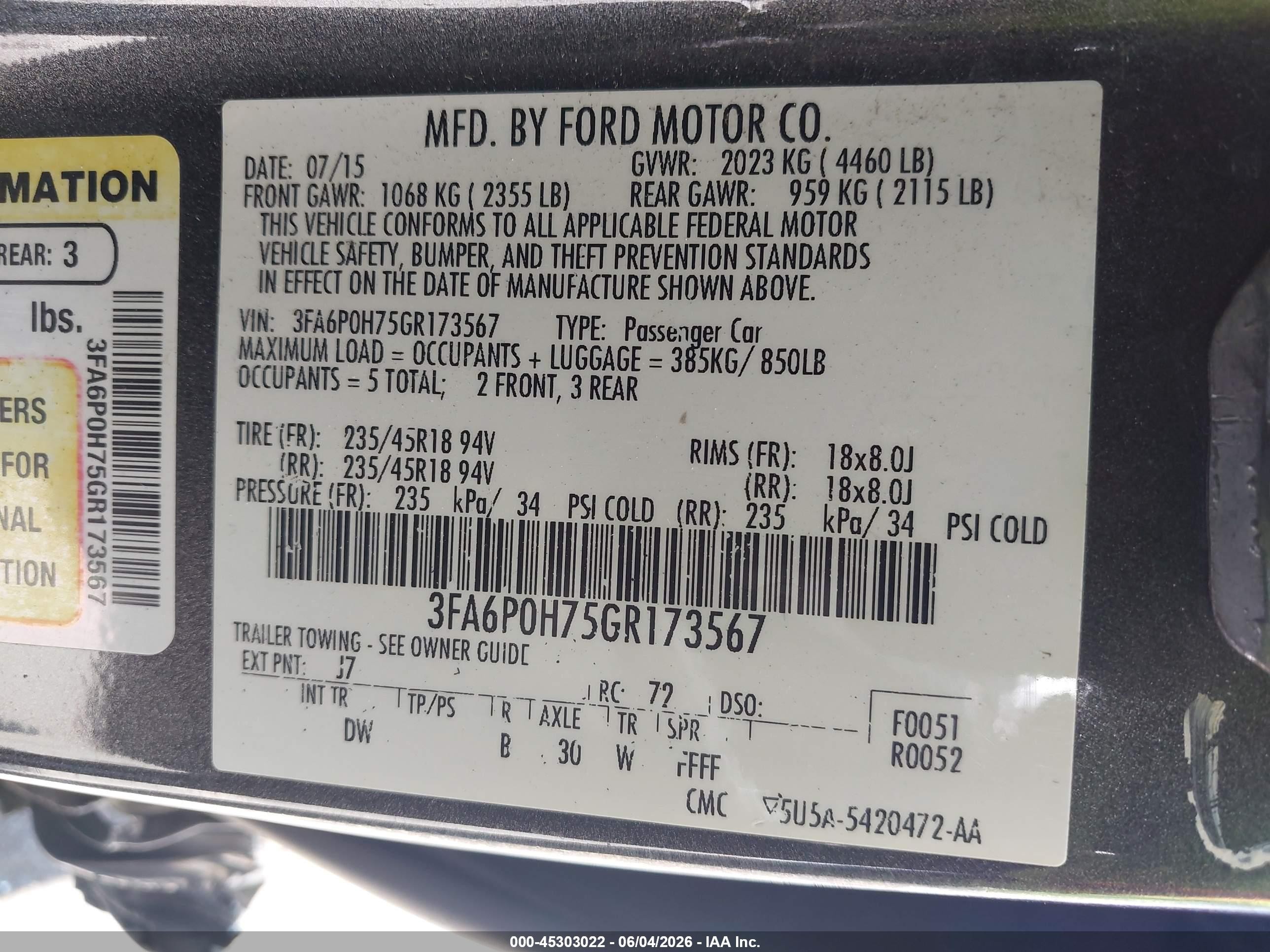 2016 Ford Fusion Se Gray vin: 3FA6P0H75GR173567