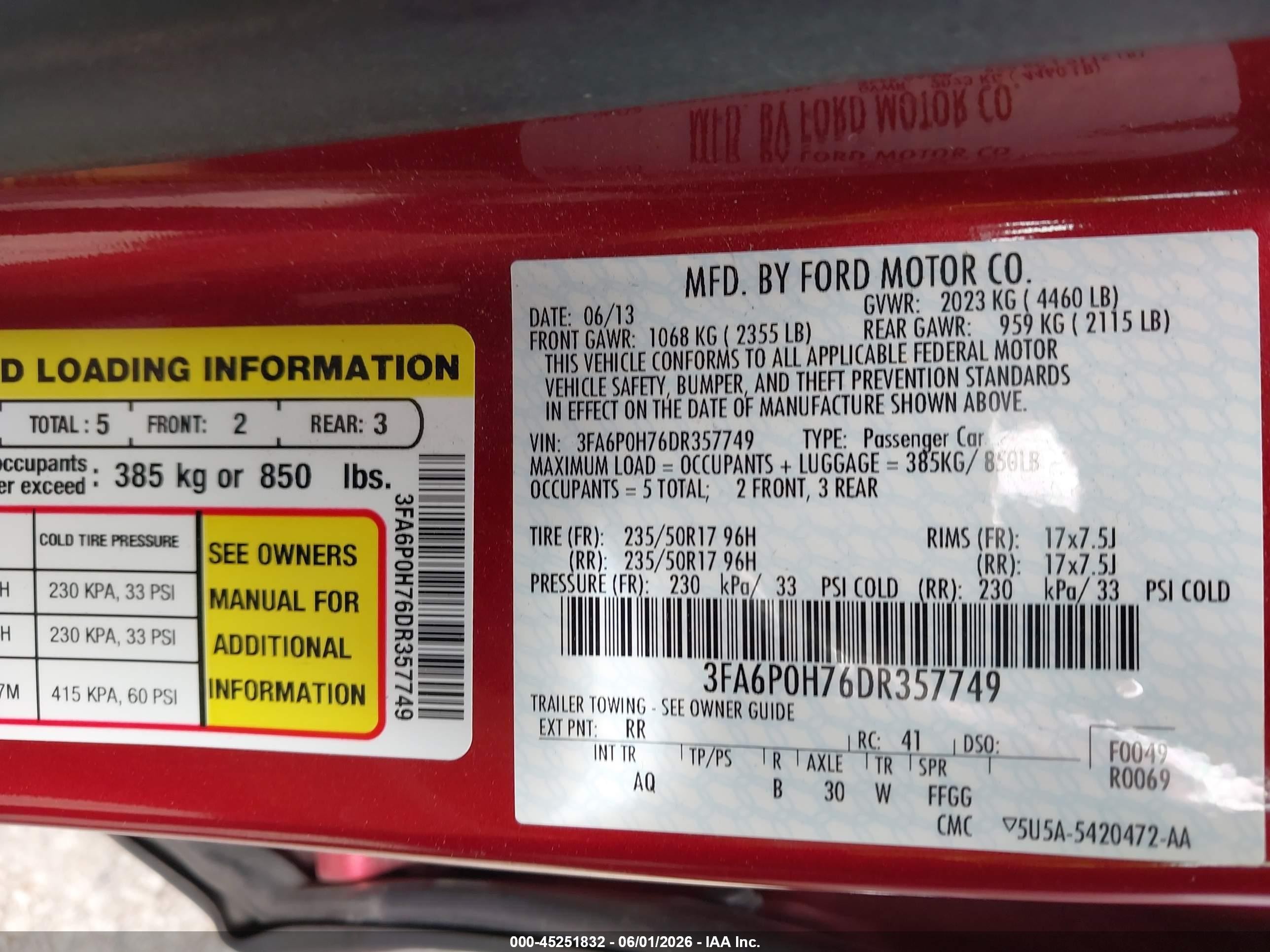 2013 Ford Fusion Se Red vin: 3FA6P0H76DR357749