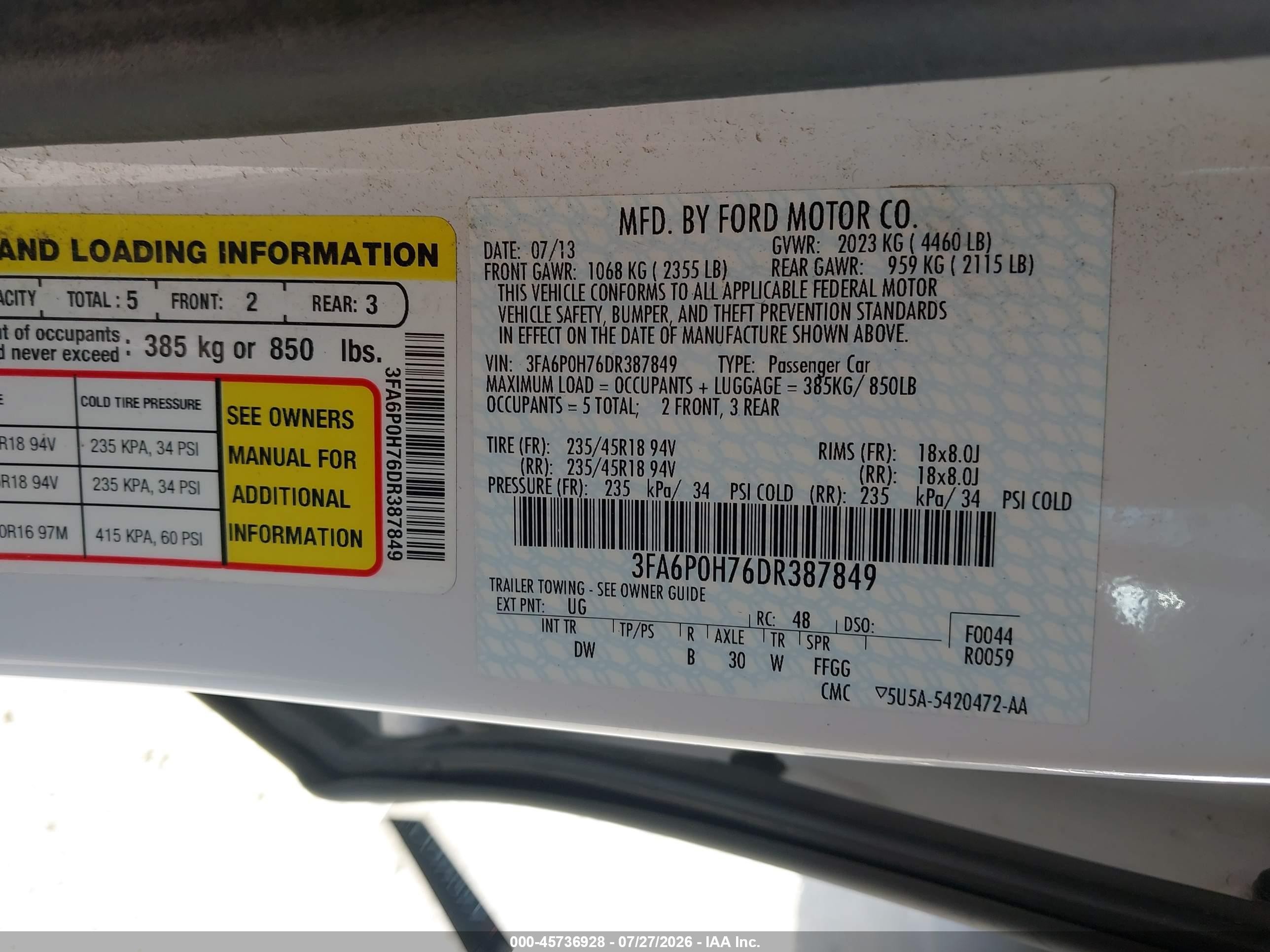 2013 Ford Fusion Se Белый vin: 3FA6P0H76DR387849