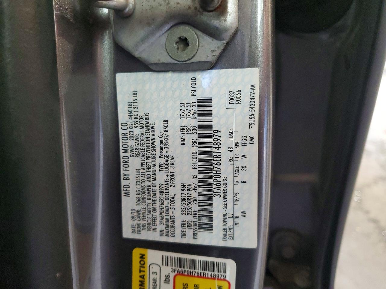 2014 Ford Fusion Se Серый vin: 3FA6P0H76ER148979