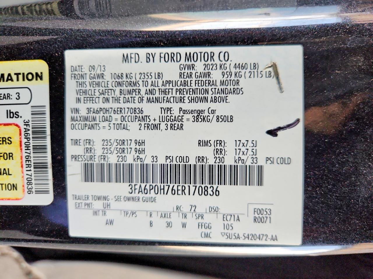 2014 Ford Fusion Se Black vin: 3FA6P0H76ER170836