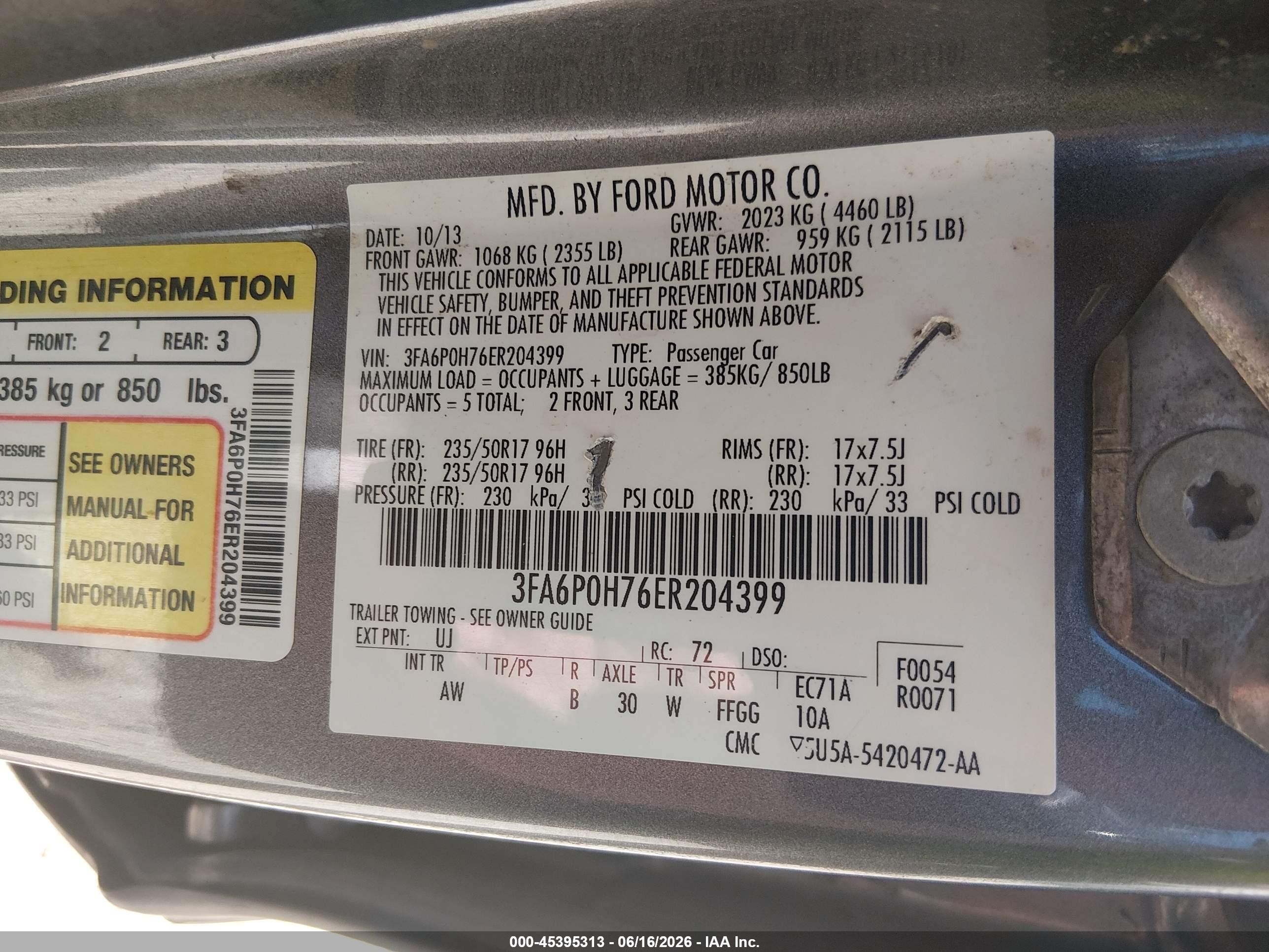 2014 Ford Fusion Se Серый vin: 3FA6P0H76ER204399