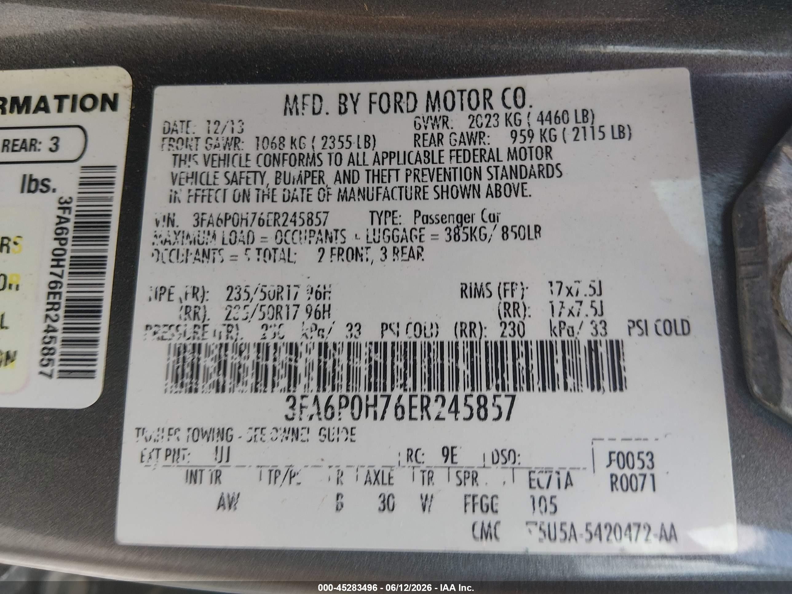 2014 Ford Fusion Se Gray vin: 3FA6P0H76ER245857