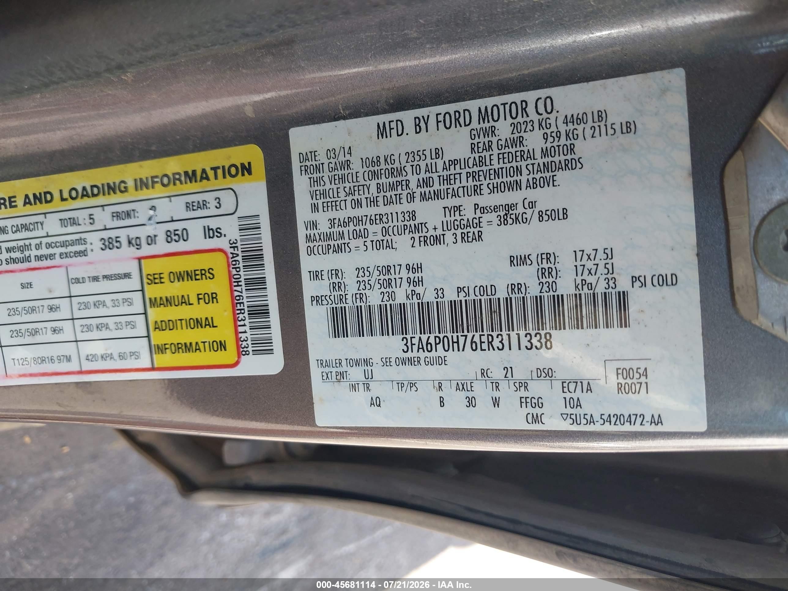 2014 Ford Fusion Se Gray vin: 3FA6P0H76ER311338