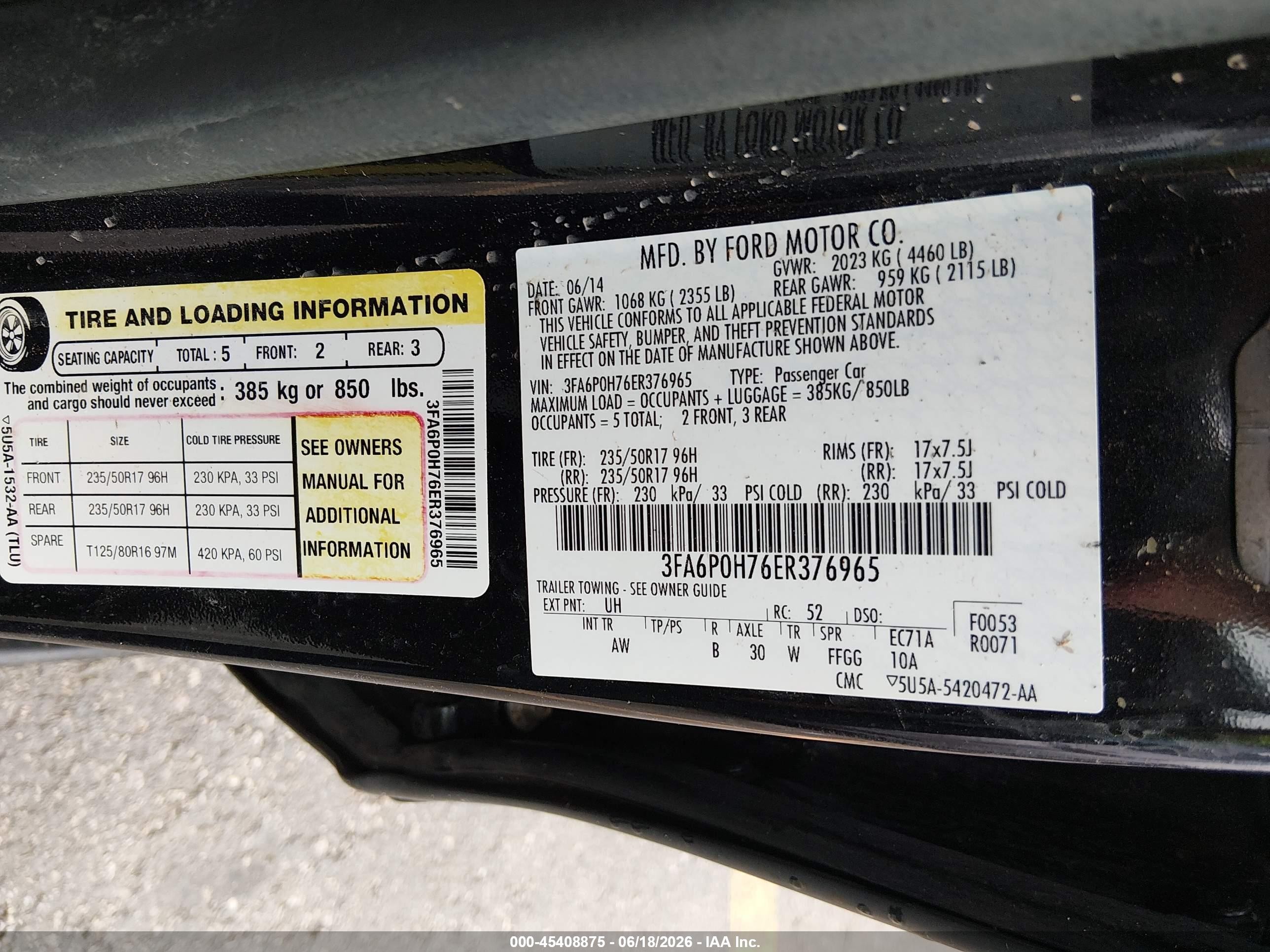 2014 Ford Fusion Se Black vin: 3FA6P0H76ER376965