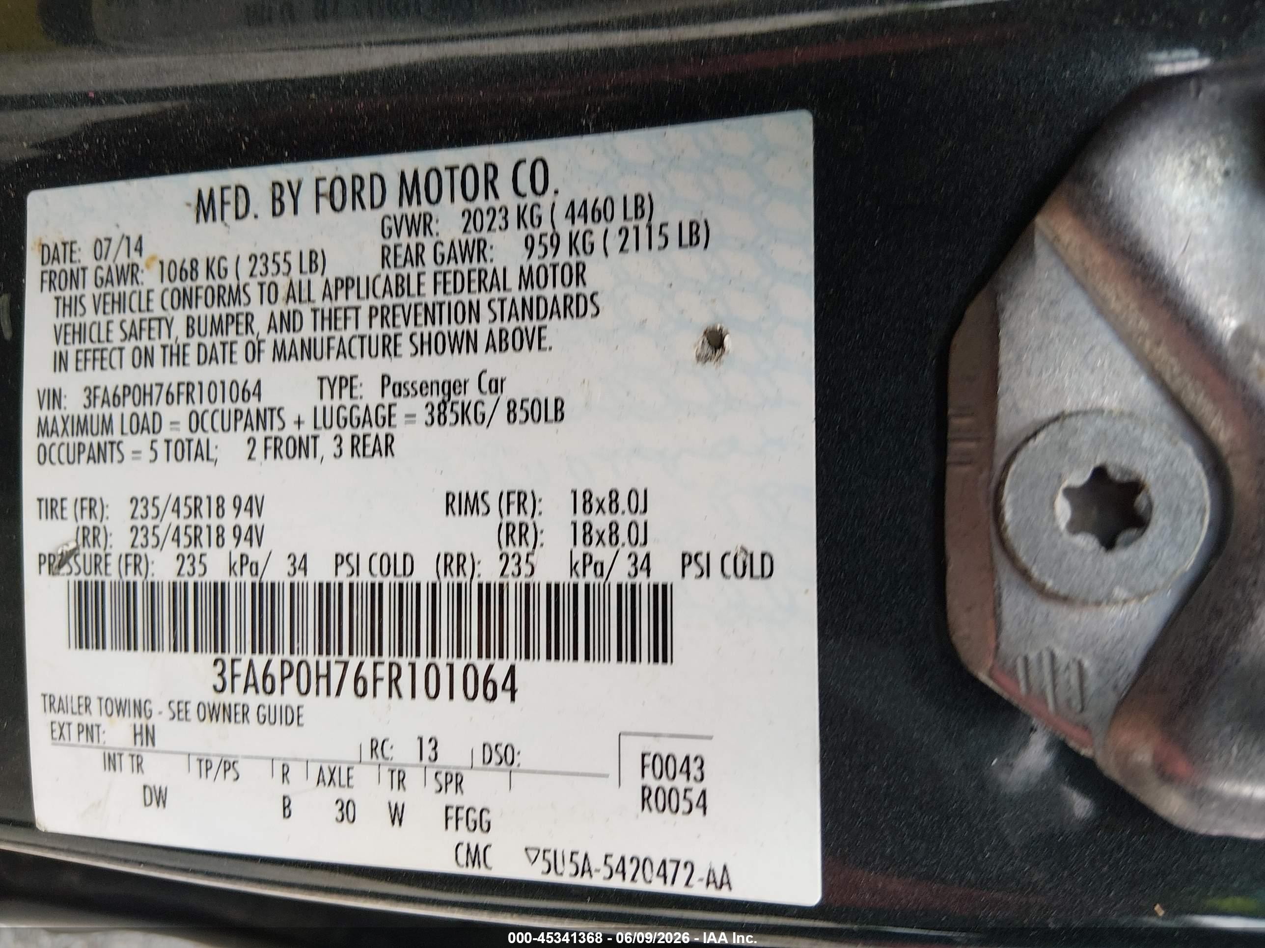2015 Ford Fusion Se Black vin: 3FA6P0H76FR101064
