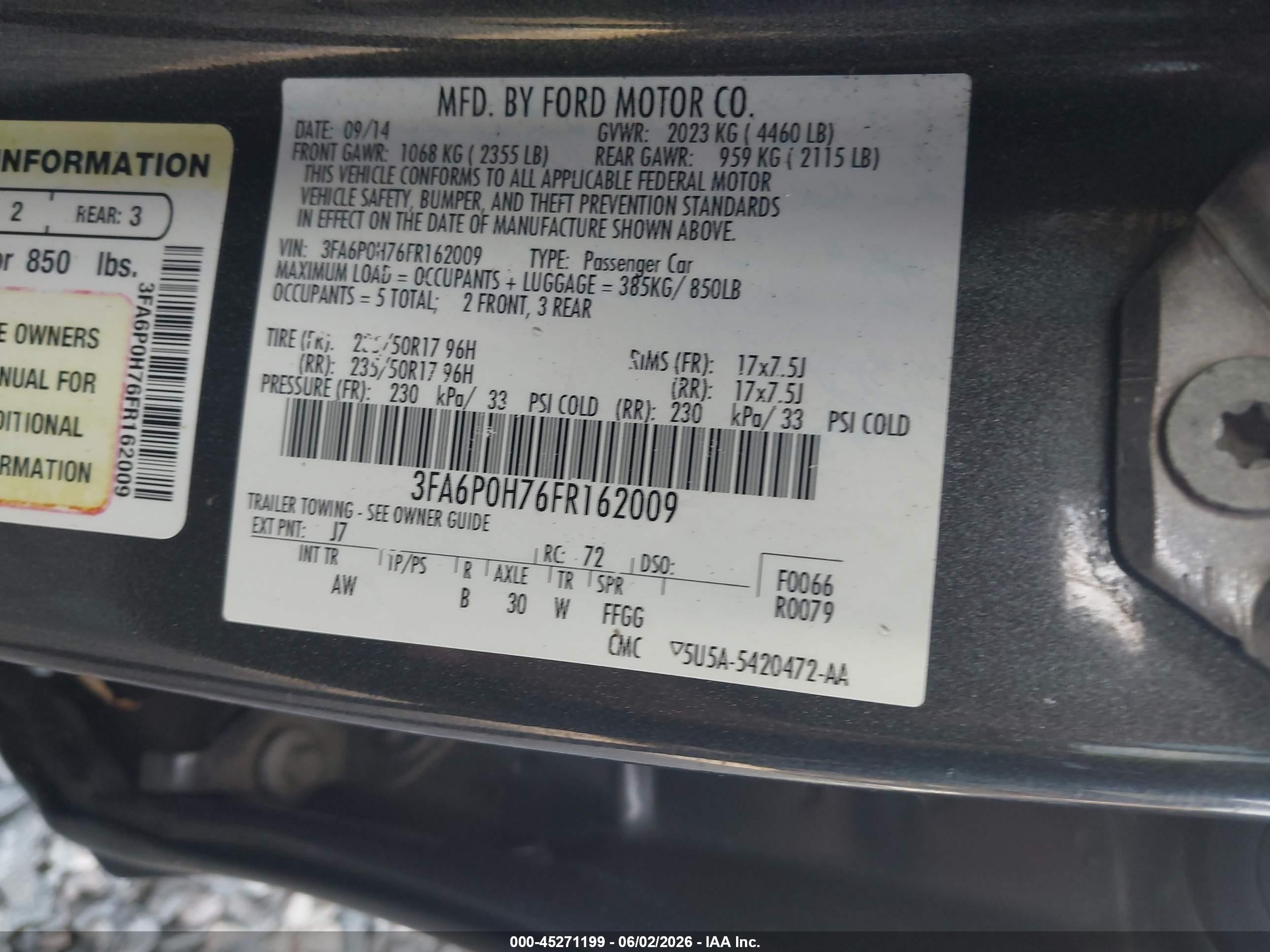 2015 Ford Fusion Se Серый vin: 3FA6P0H76FR162009
