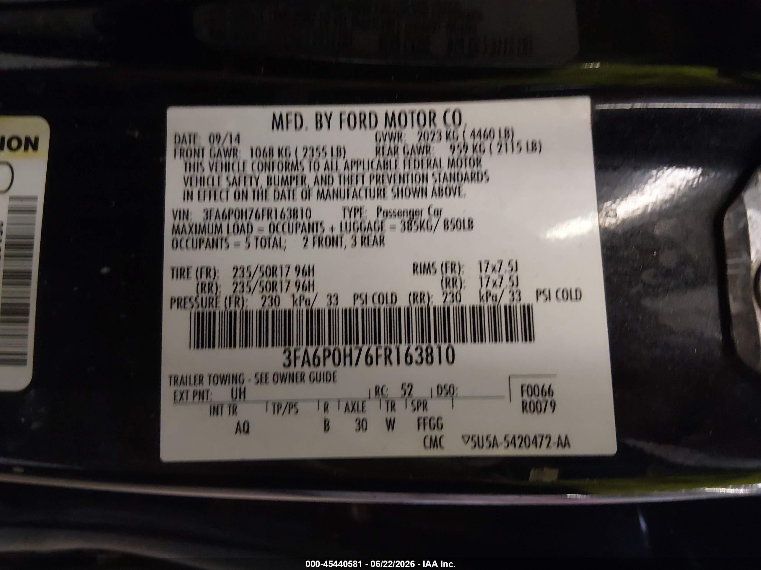 2015 Ford Fusion Se Black vin: 3FA6P0H76FR163810
