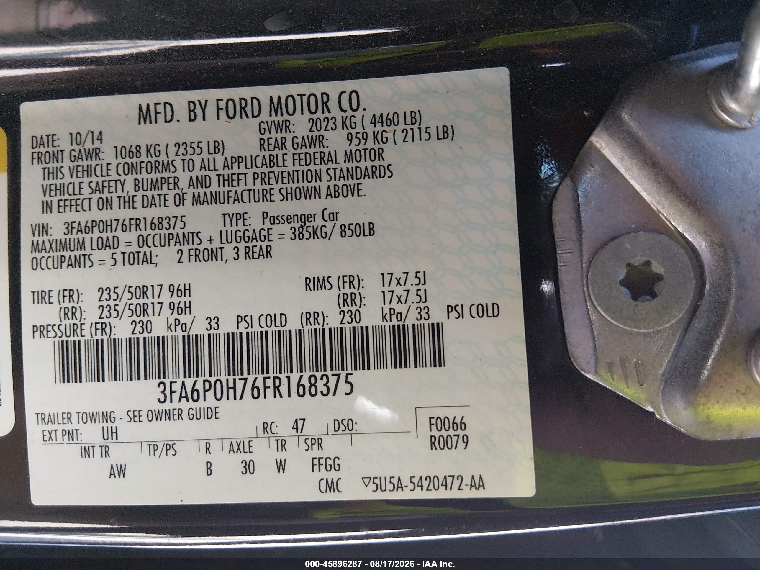2015 Ford Fusion Se Черный vin: 3FA6P0H76FR168375
