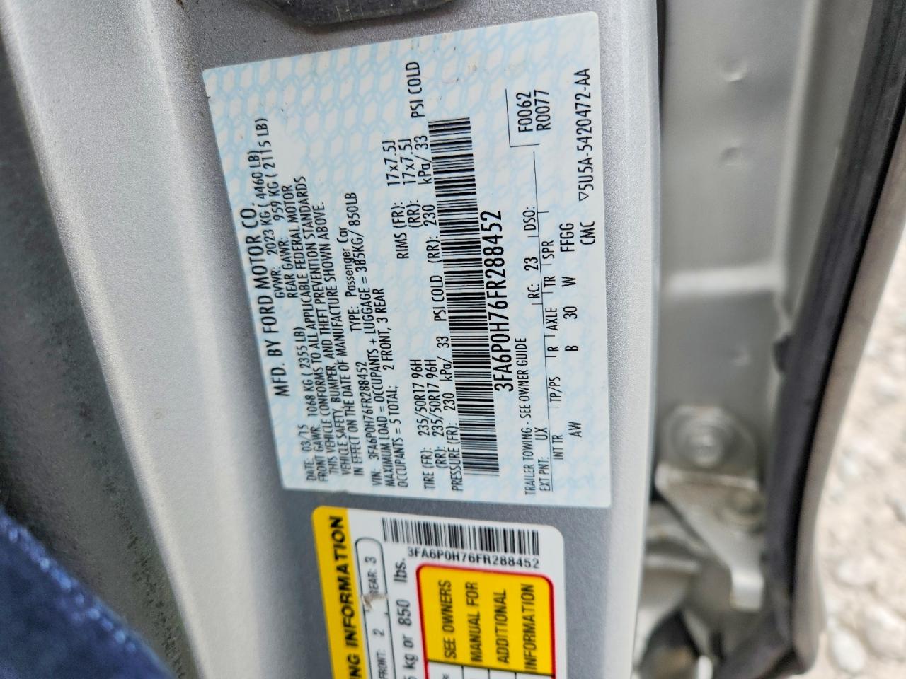 2015 Ford Fusion Se Silver vin: 3FA6P0H76FR288452