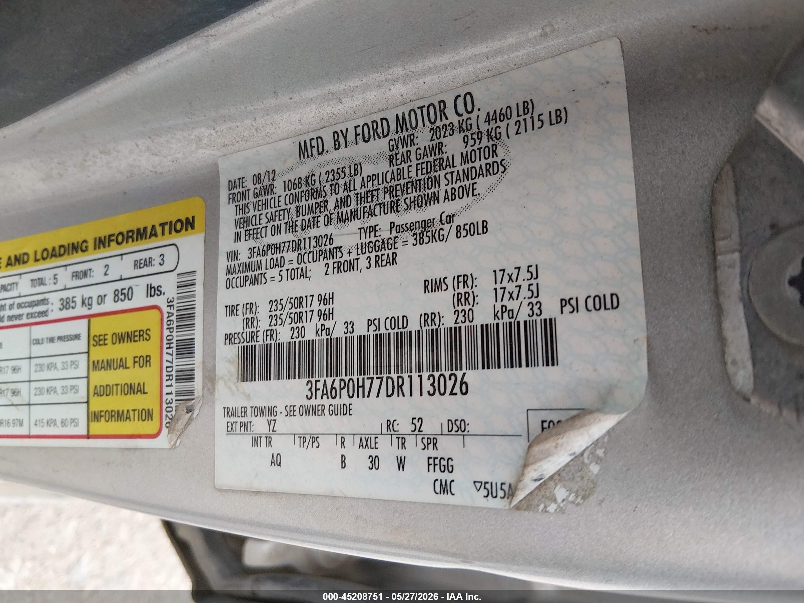 2013 Ford Fusion Se Silver vin: 3FA6P0H77DR113026