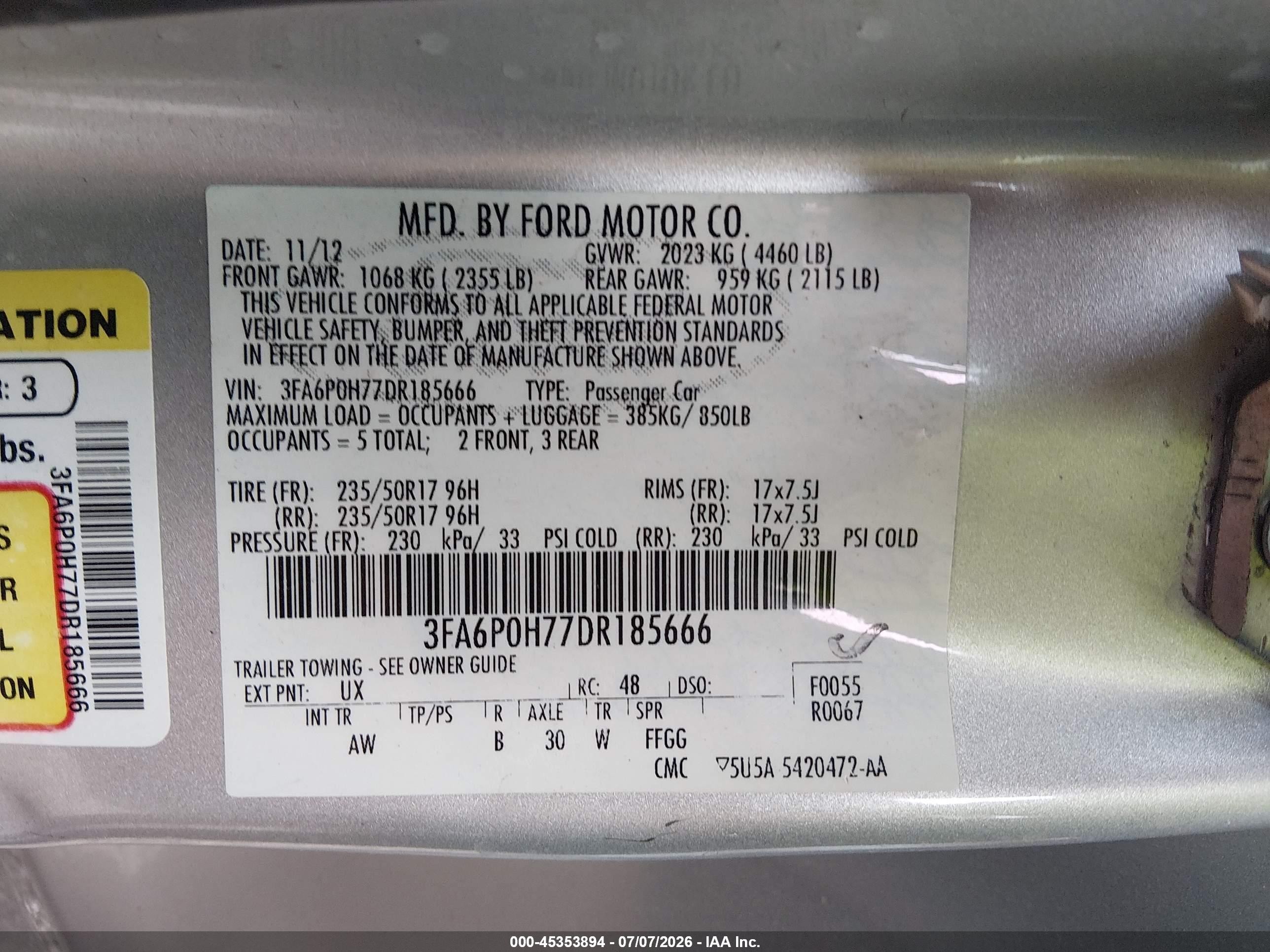 2013 Ford Fusion Se Silver vin: 3FA6P0H77DR185666