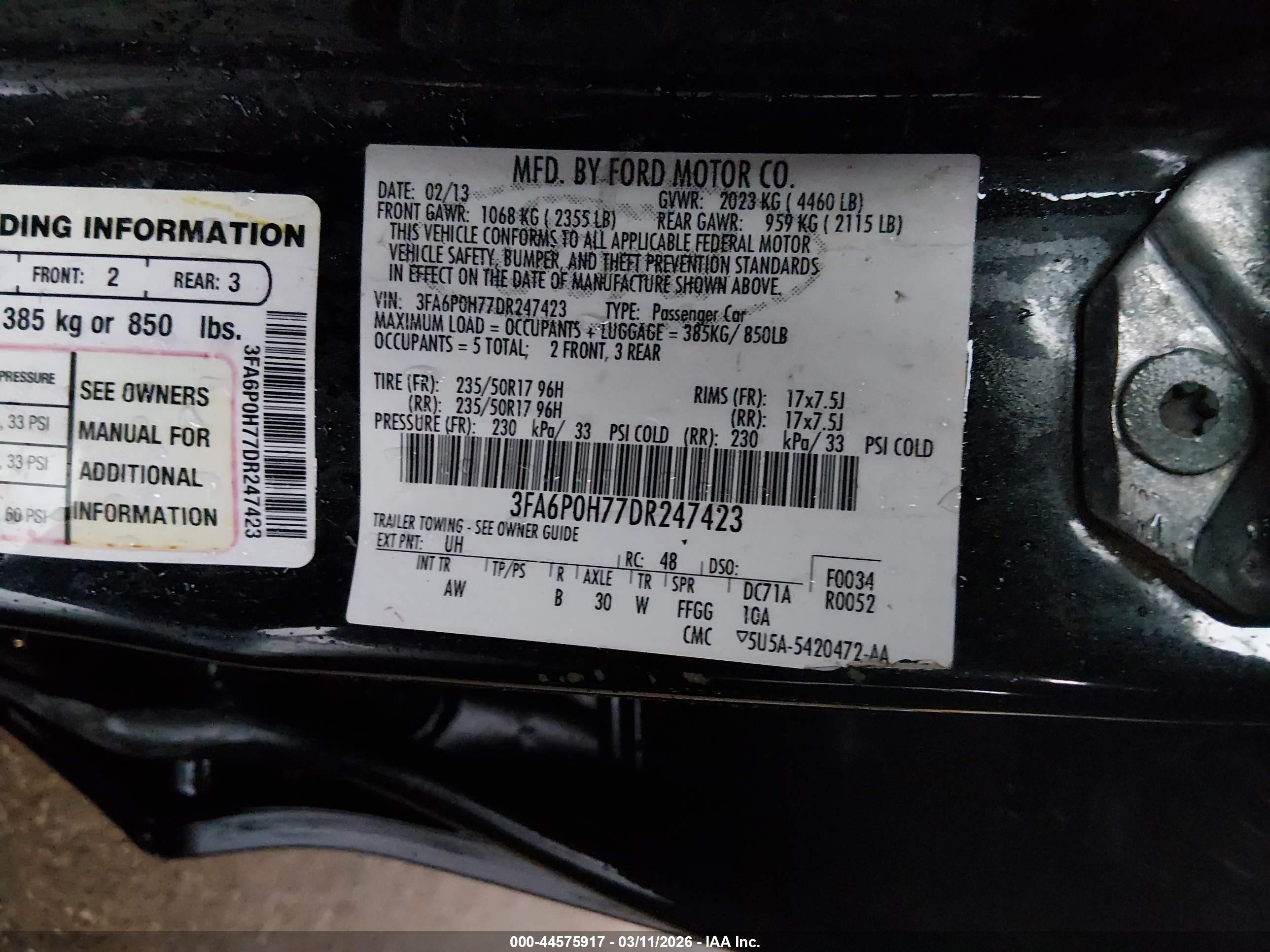 2013 Ford Fusion Se Black vin: 3FA6P0H77DR247423