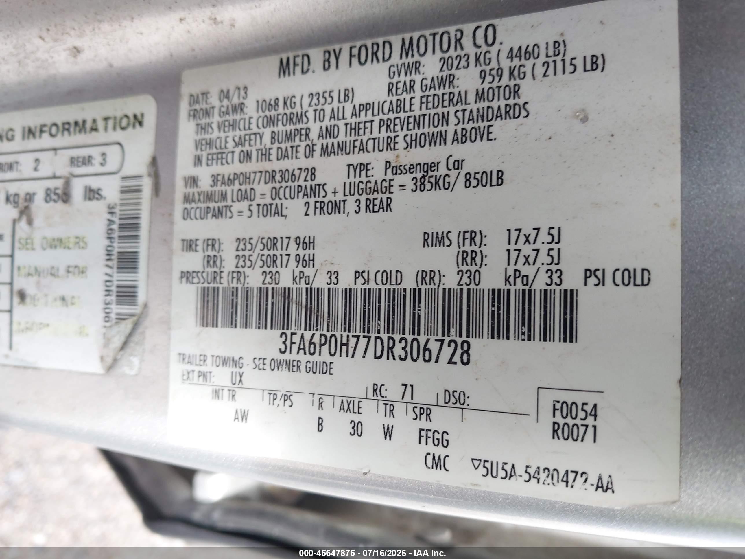 2013 Ford Fusion Se Silver vin: 3FA6P0H77DR306728