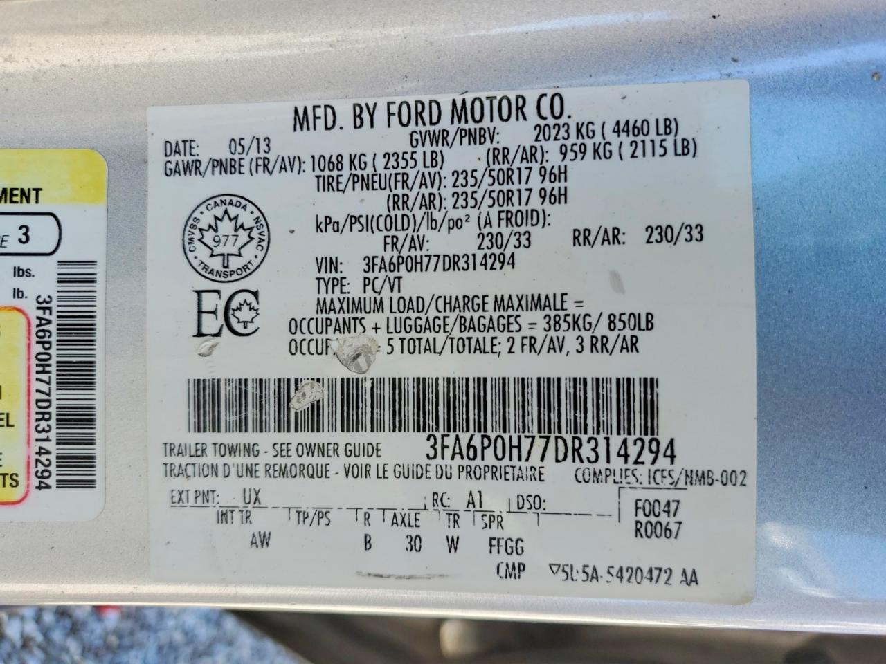 2013 Ford Fusion Se Silver vin: 3FA6P0H77DR314294