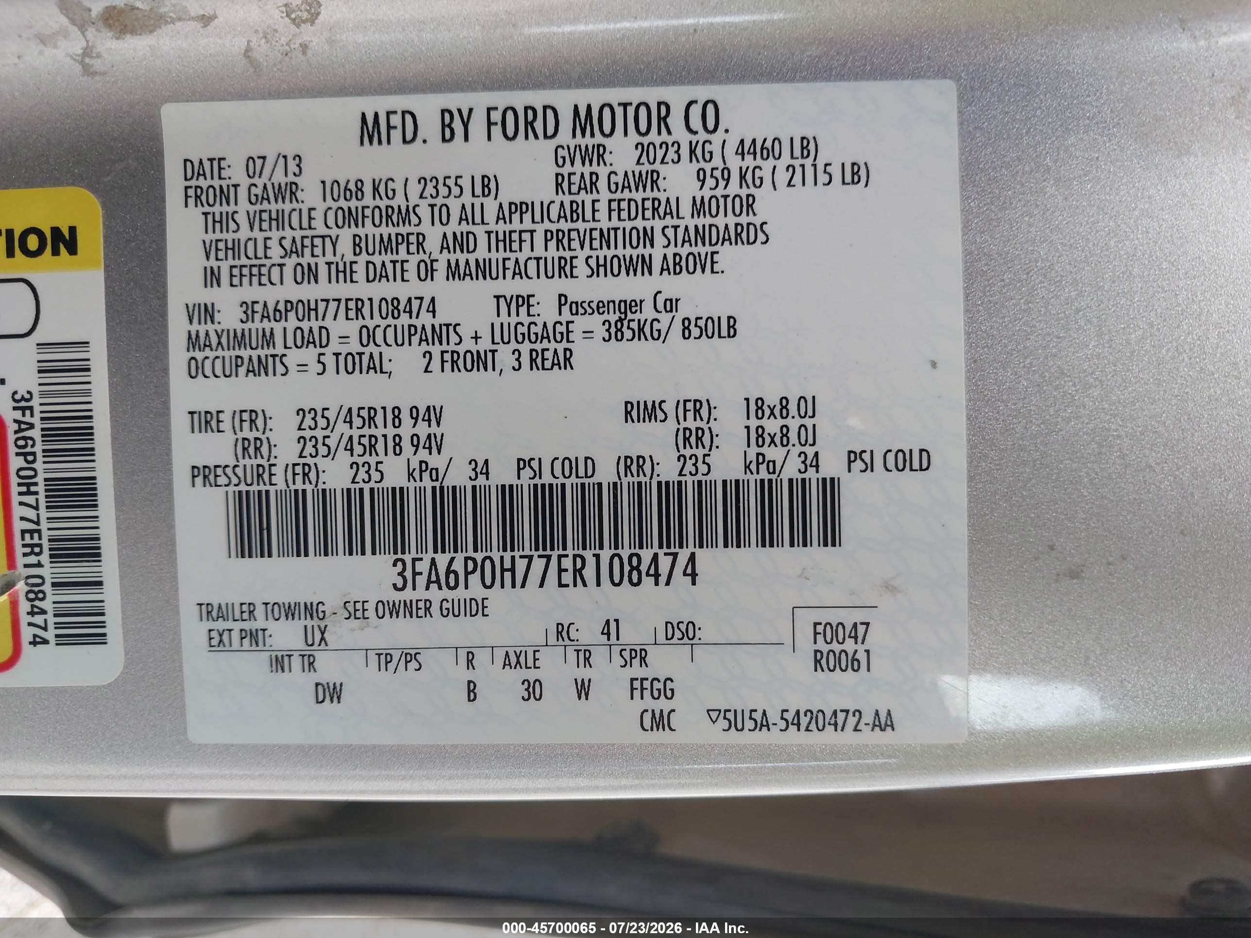 2014 Ford Fusion Se Silver vin: 3FA6P0H77ER108474