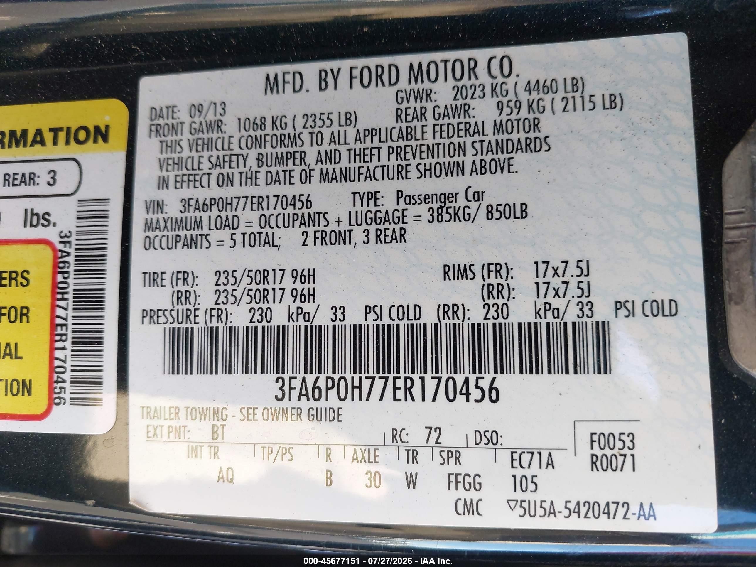 2014 Ford Fusion Se Black vin: 3FA6P0H77ER170456